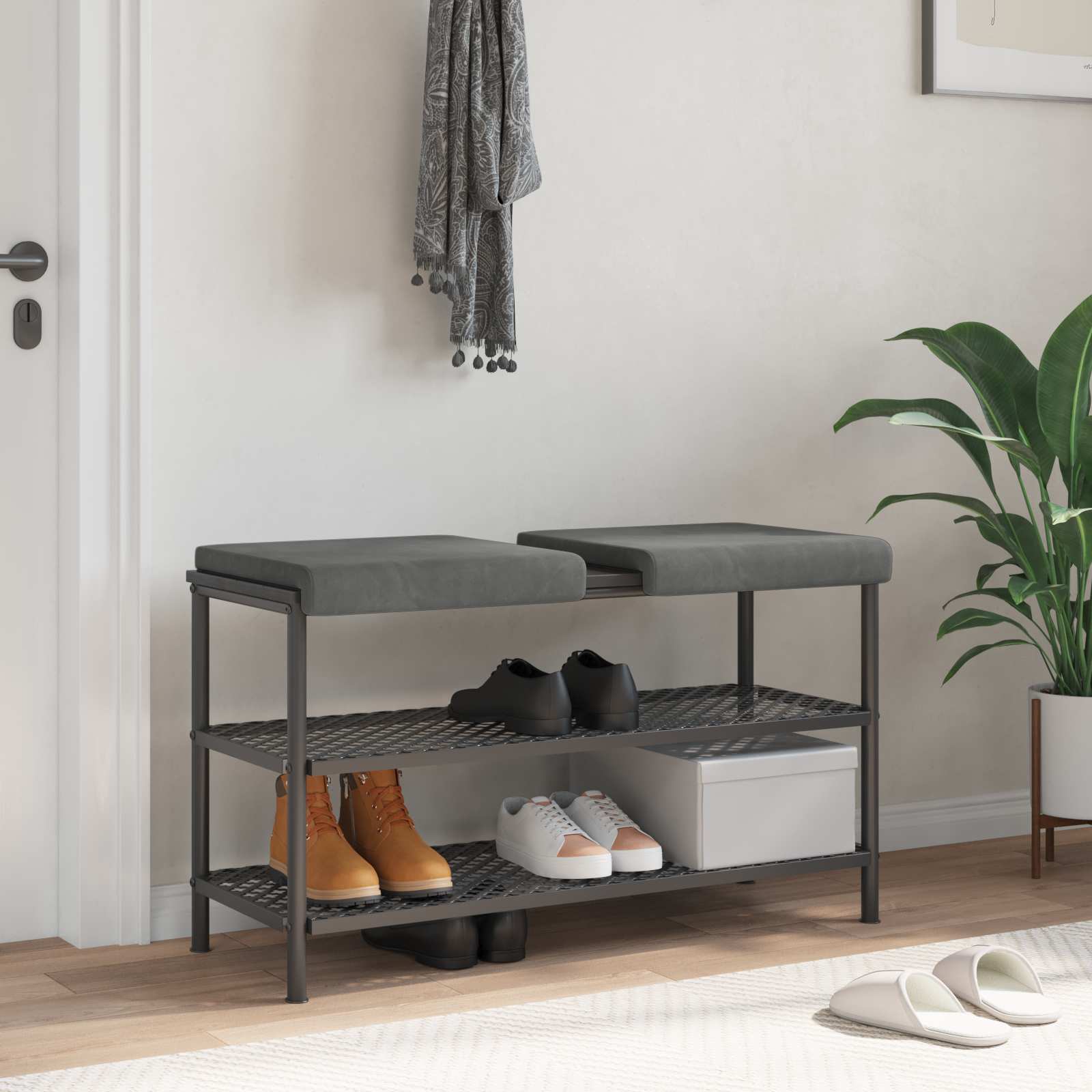 Bankkissen 2 stk. Samt Dunkelgrau Tiefe 35 cm