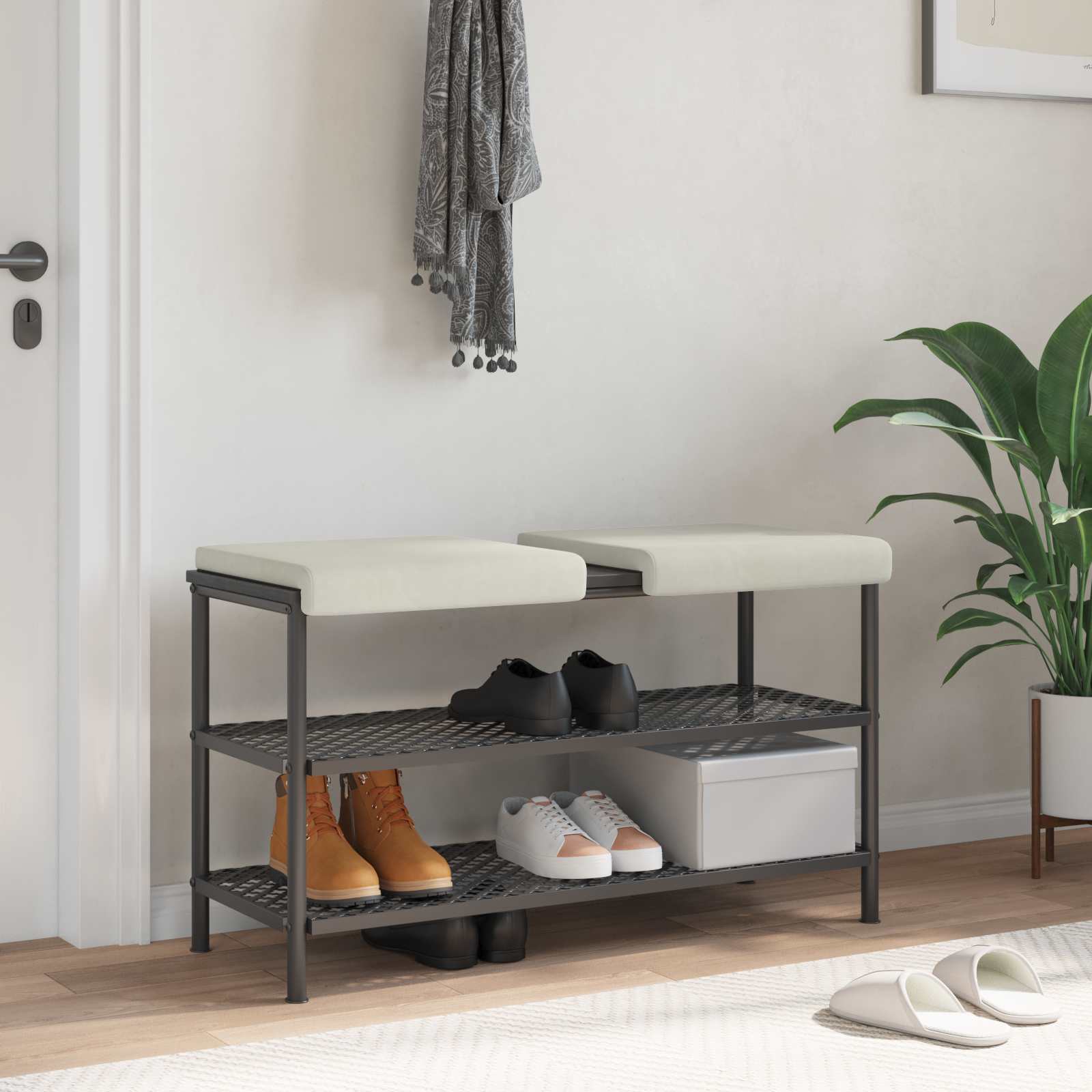 Bankkissen 2 stk. Samt Creme Tiefe 35 cm