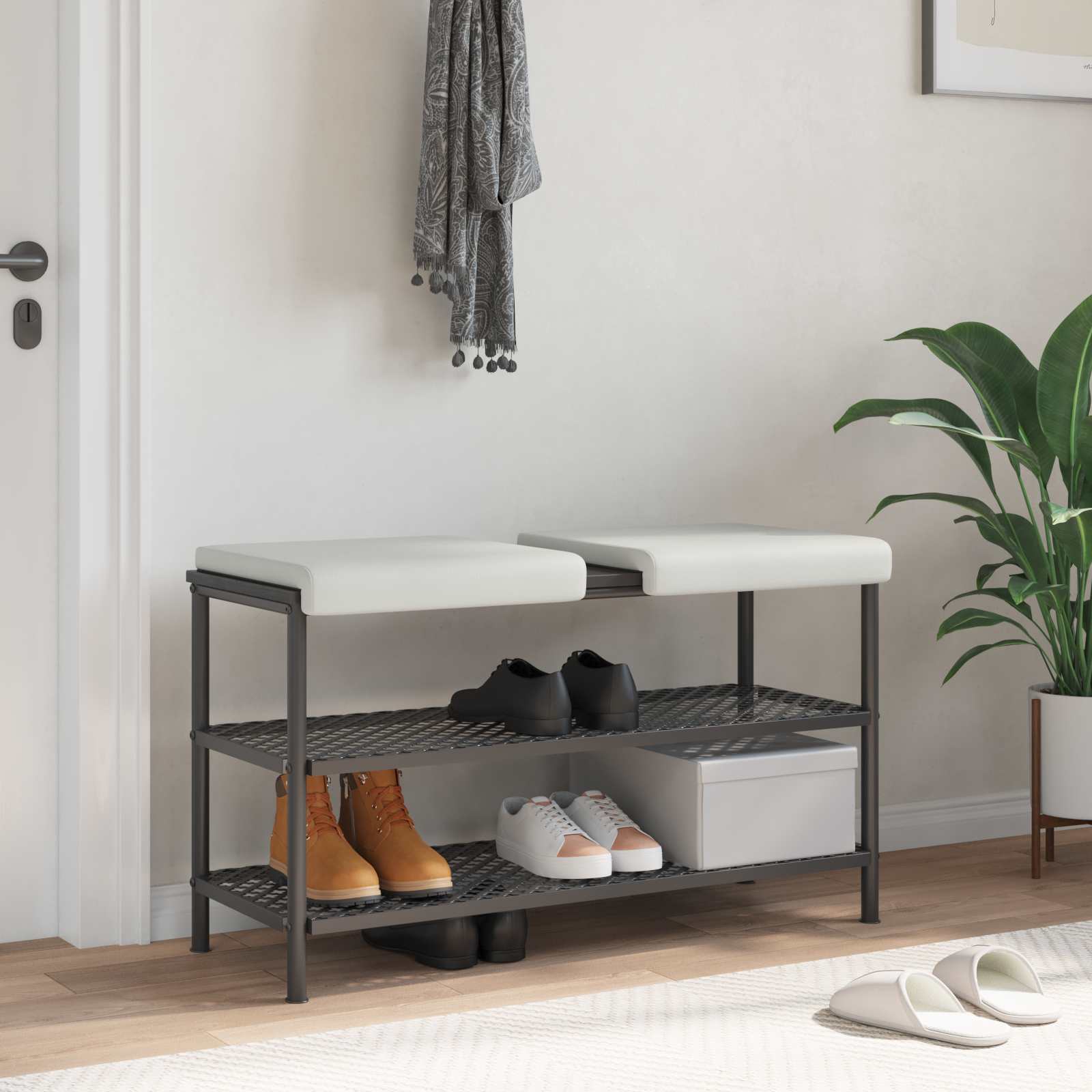 Bankkissen 2 stk. Kunstleder Weiß Tiefe 35 cm
