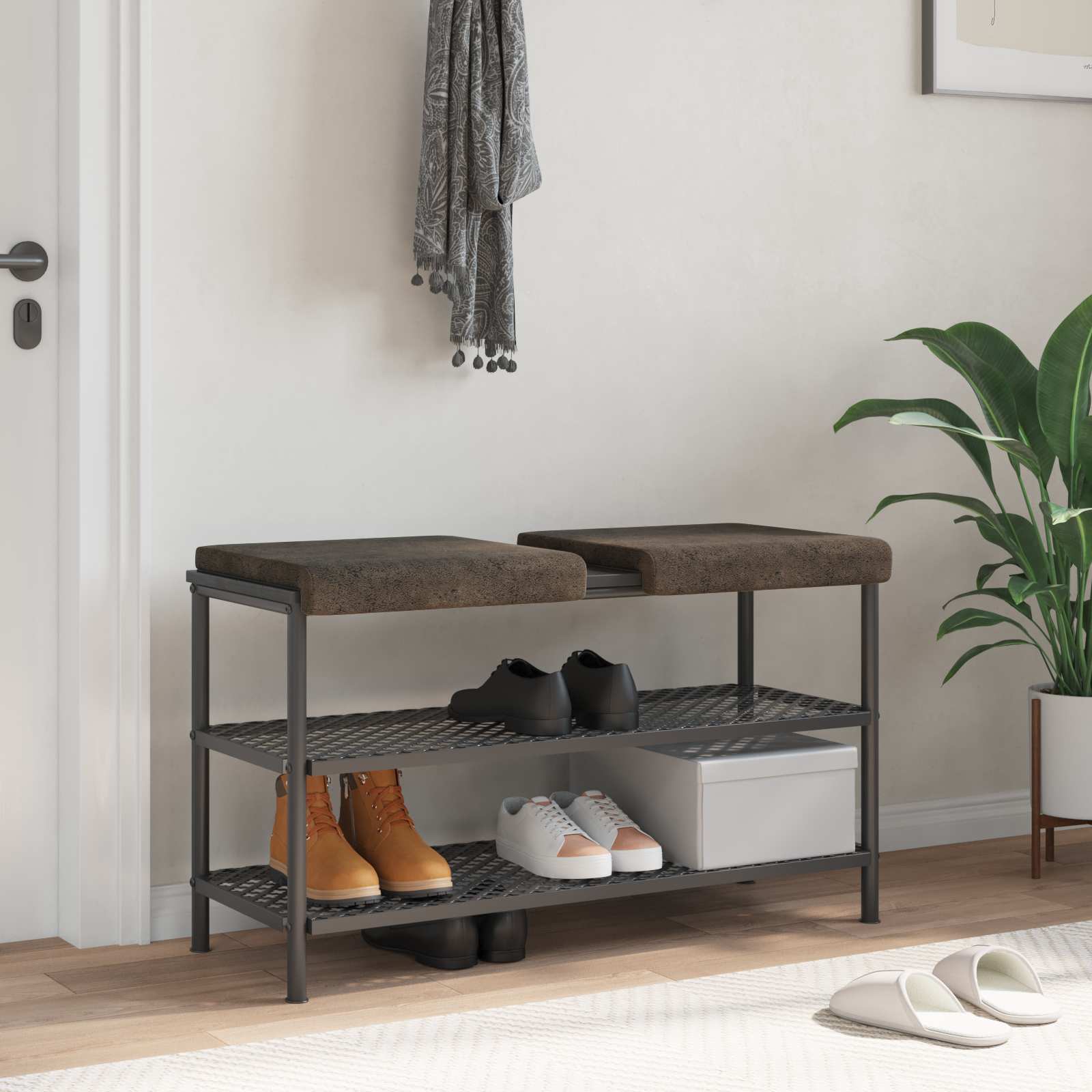 Bankkissen 2 stk. Kunstwildleder Dunkelgrau Tiefe 35 cm
