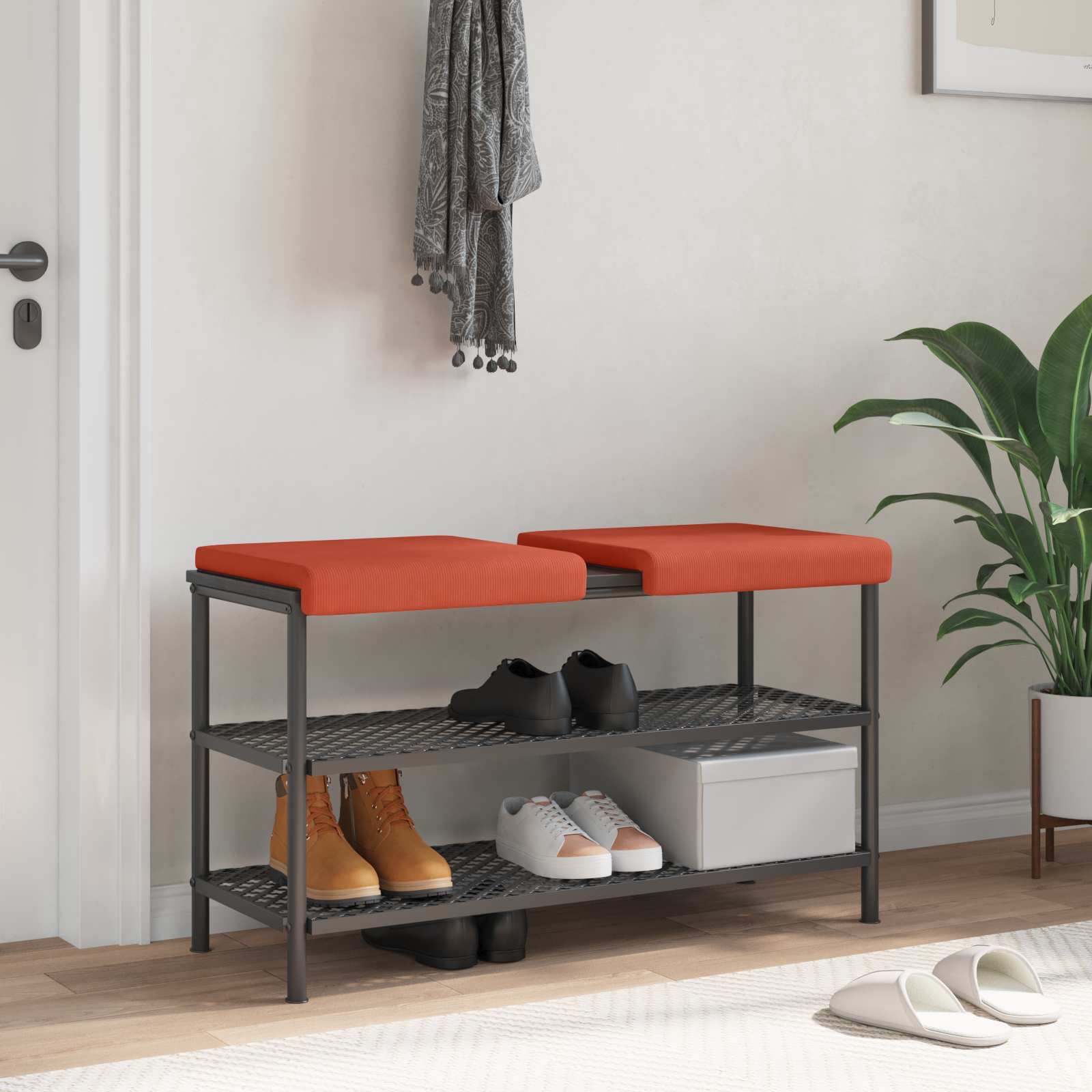 Bankkissen 2 stk. Cord Rot-Orange Tiefe 35 cm