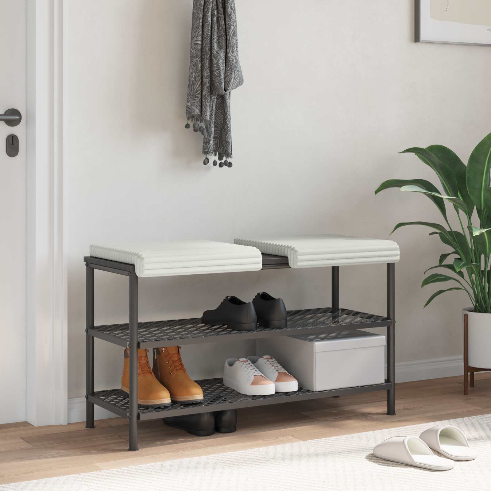 Bankkissen 2 stk. Plüschcord Creme Tiefe 35 cm