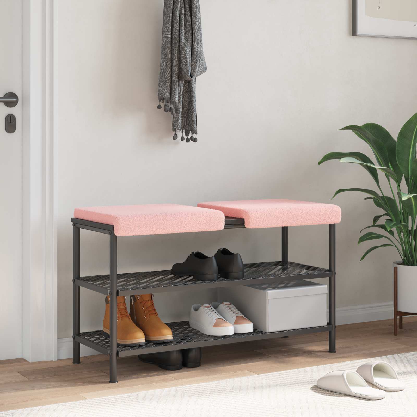 Bankkissen 2 stk. Sherpa-Stoff Rosa Tiefe 35 cm