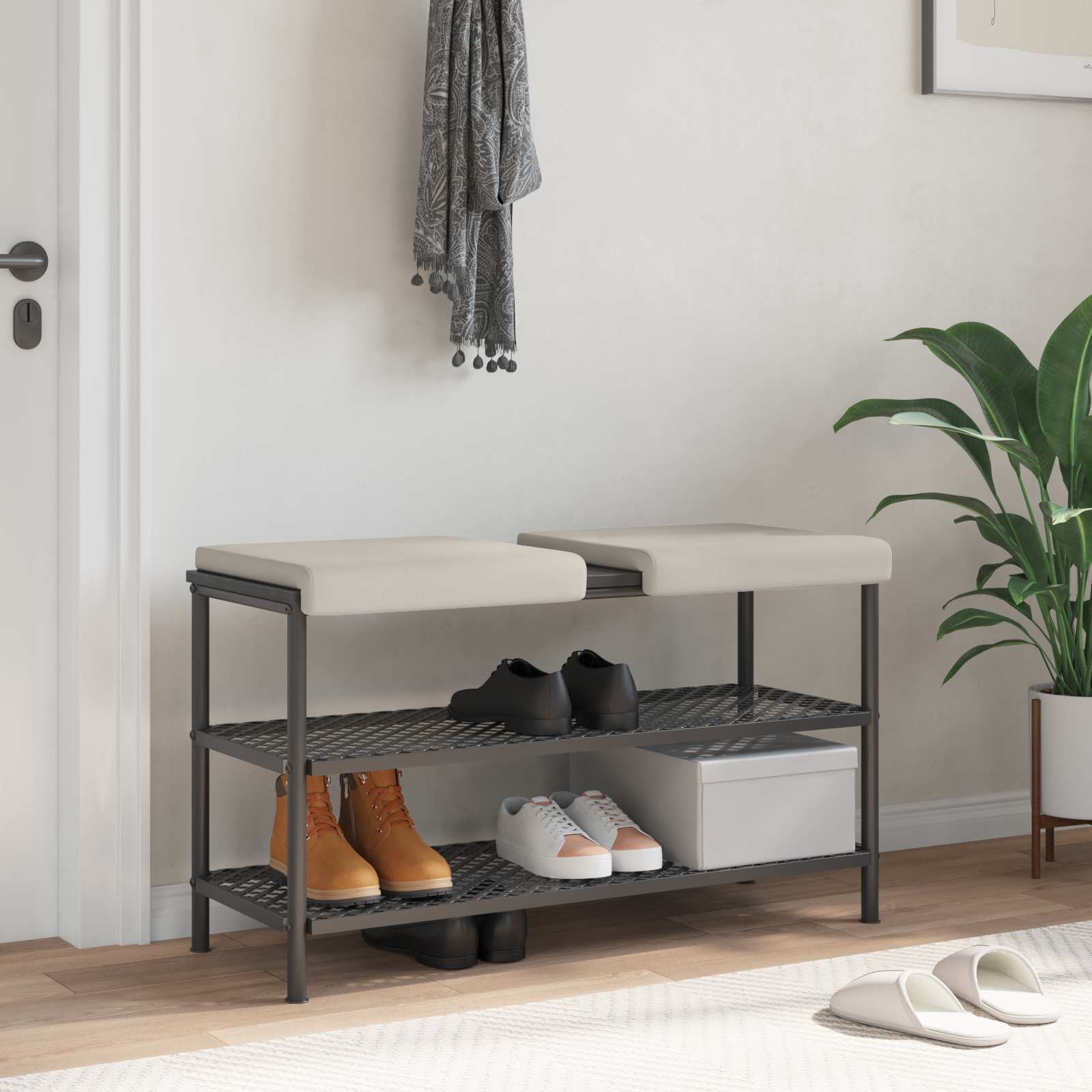 Bankkissen 2 stk. Strukturiertes Samt Hafer Tiefe 35 cm