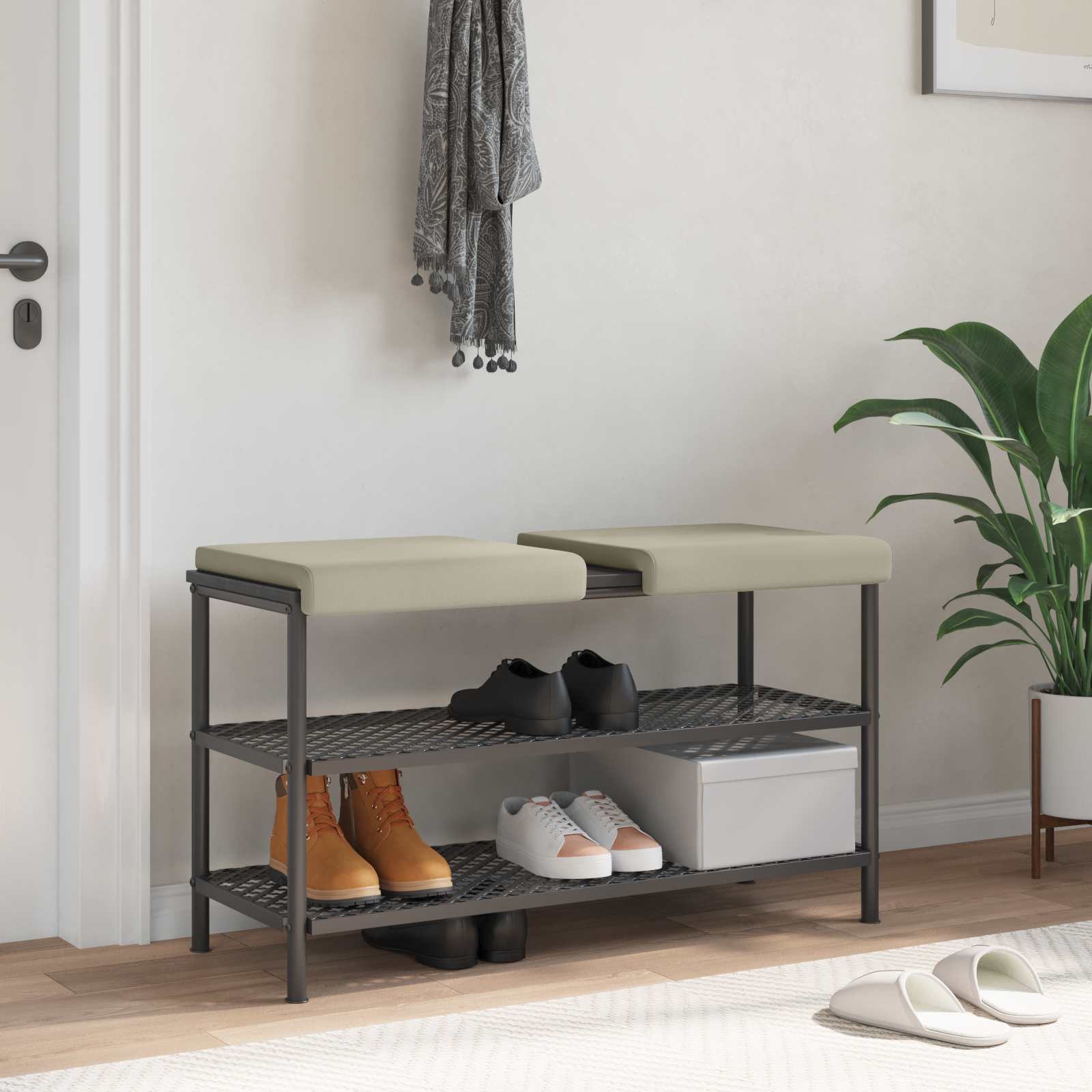 Bankkissen 2 stk. Strukturiertes Samt Sand Tiefe 35 cm