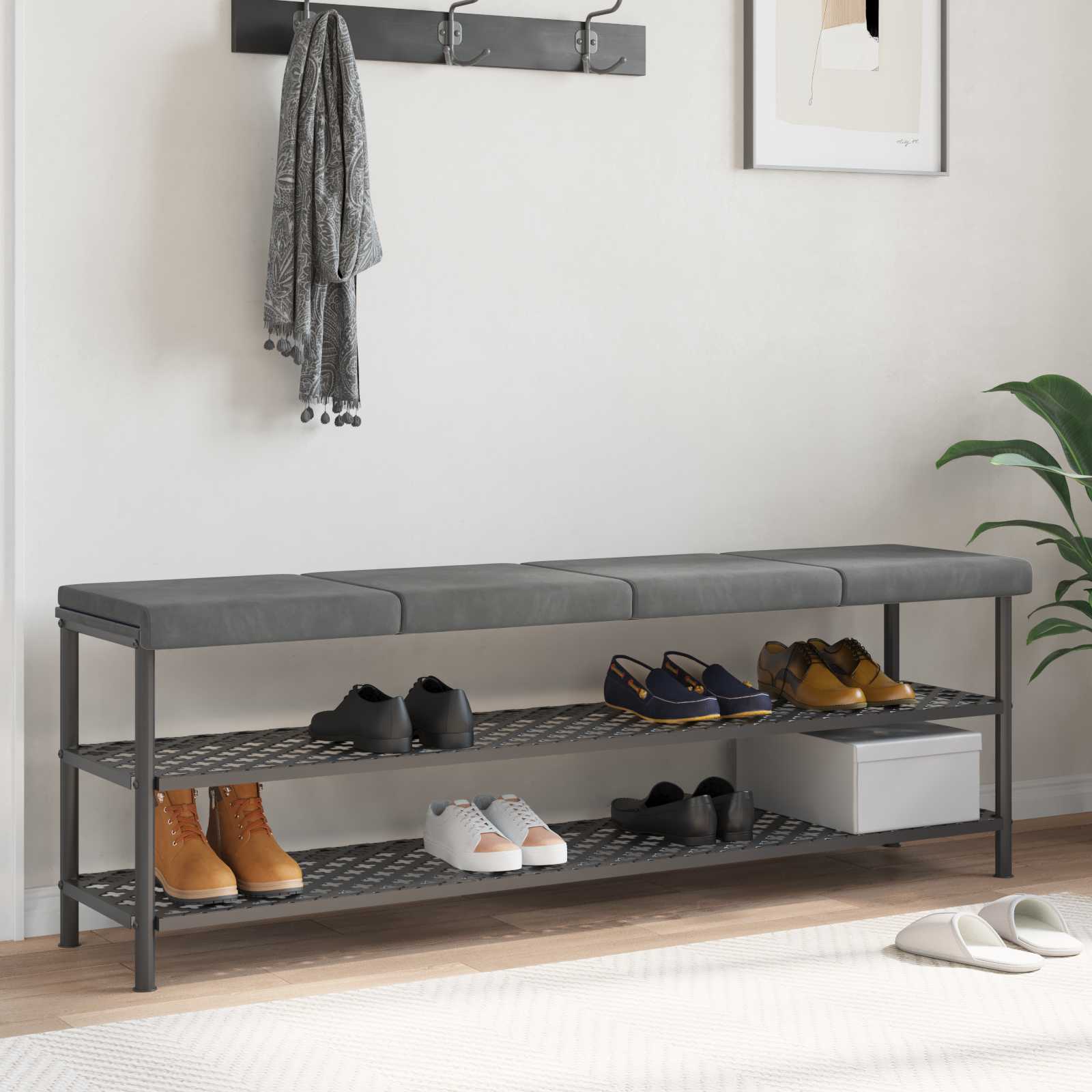 Bankkissen 4 stk. Samt Dunkelgrau Tiefe 35 cm