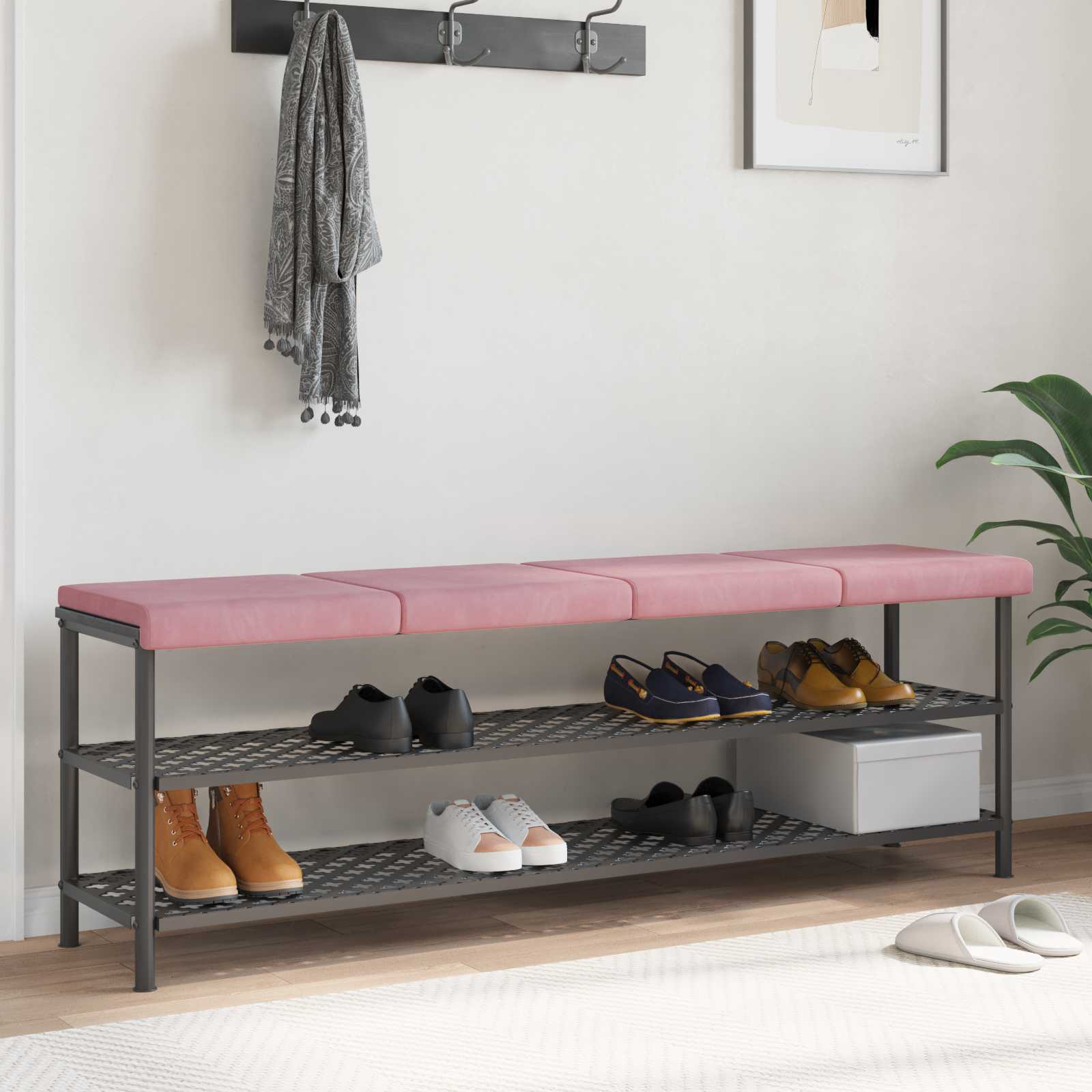 Bankkissen 4 stk. Samt Rosa Tiefe 35 cm