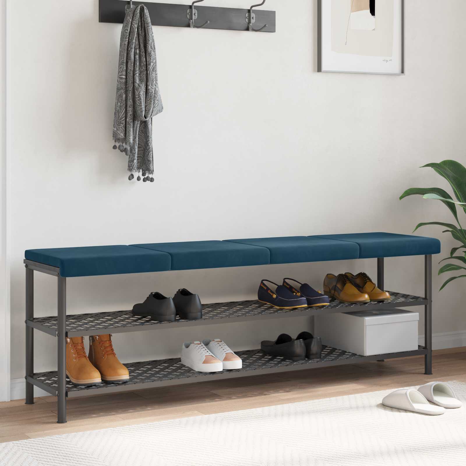 Bankkissen 4 stk. Samt Blau Tiefe 35 cm