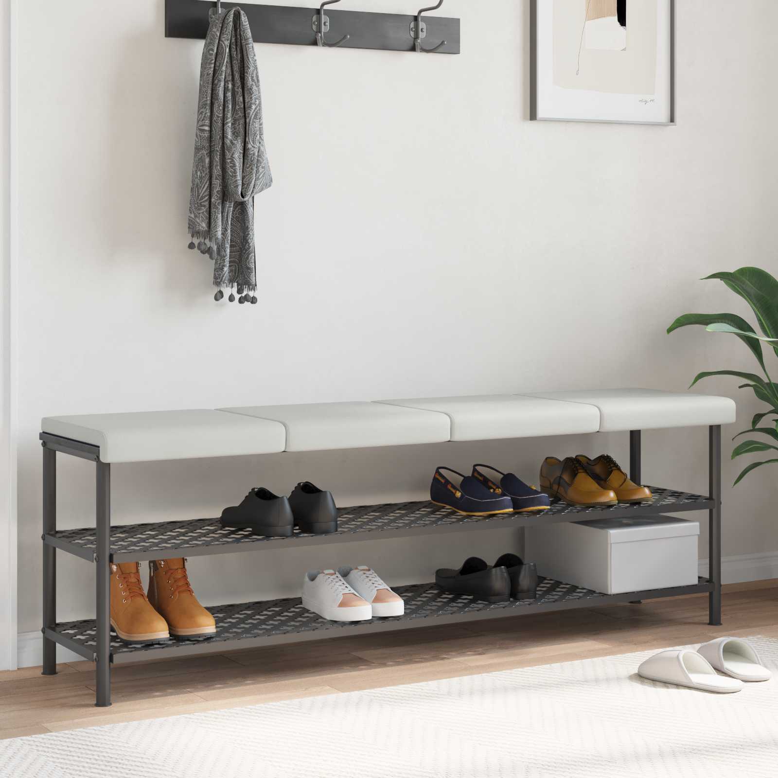 Bankkissen 4 stk. Kunstleder Weiß Tiefe 35 cm