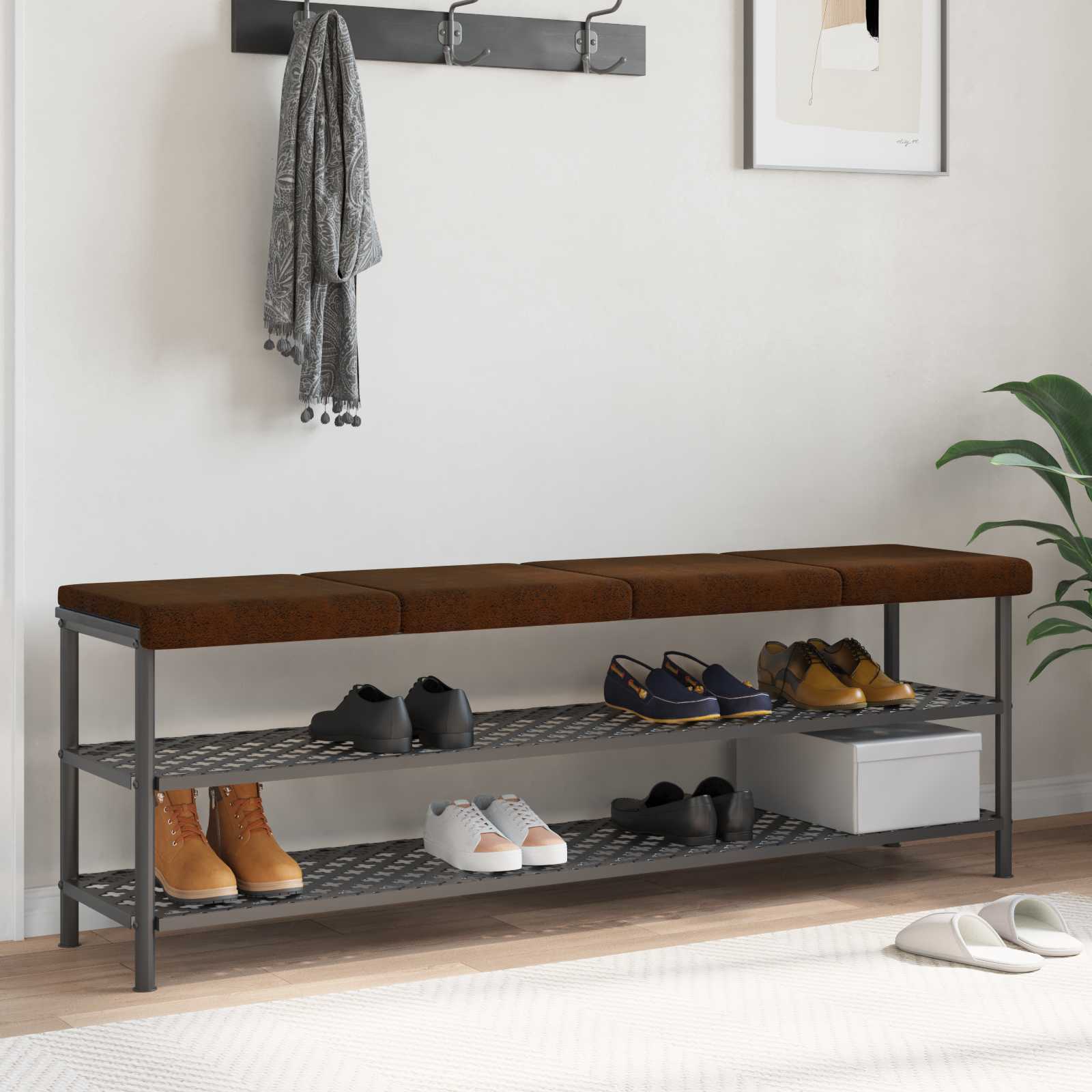 Bankkissen 4 stk. Kunstwildleder Braun Tiefe 35 cm