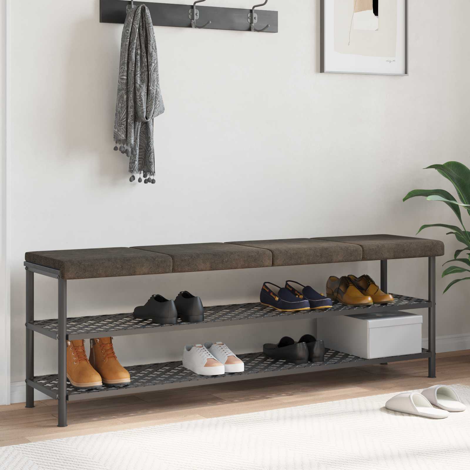 Bankkissen 4 stk. Kunstwildleder Dunkelgrau Tiefe 35 cm
