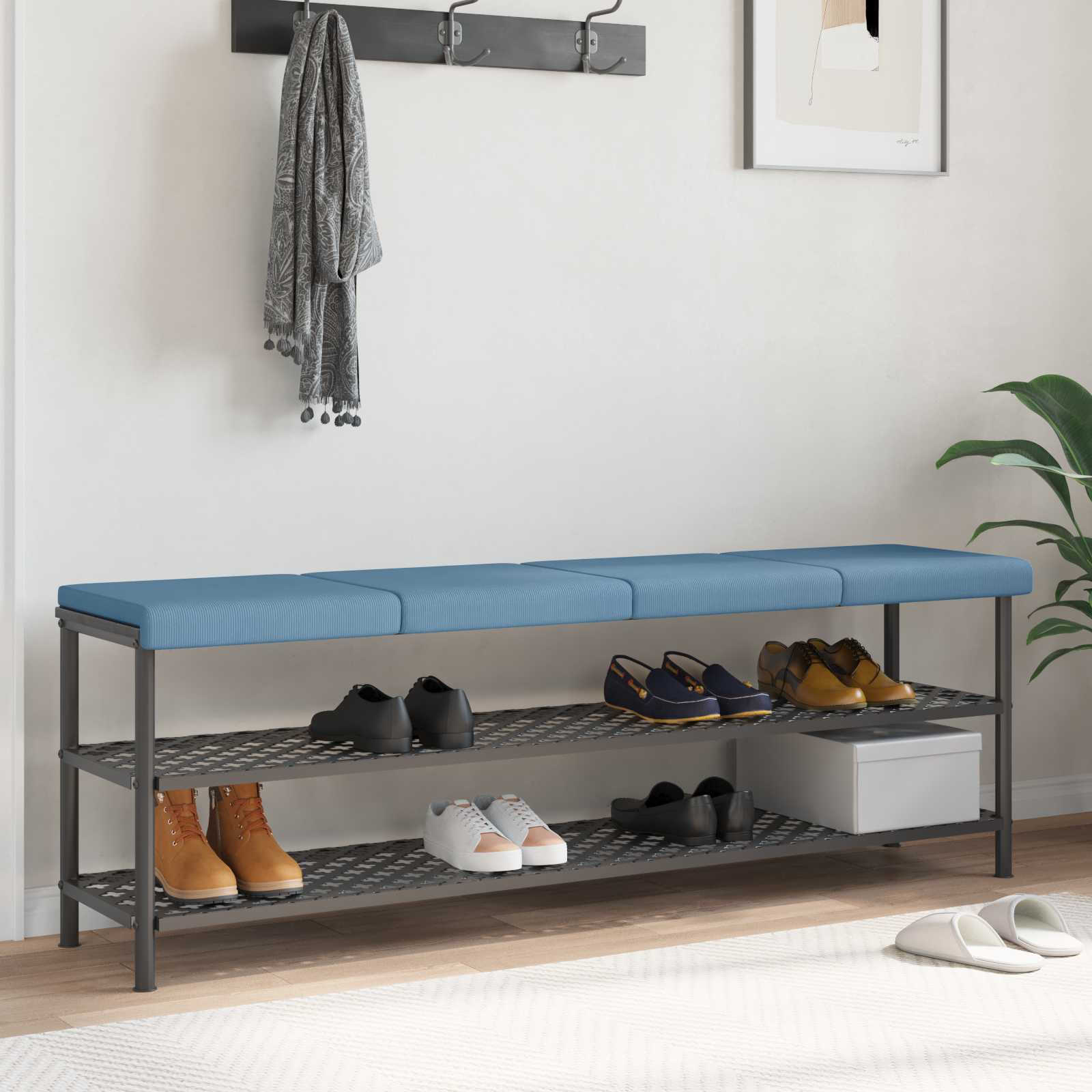 Bankkissen 4 stk. Cord Blau Tiefe 35 cm