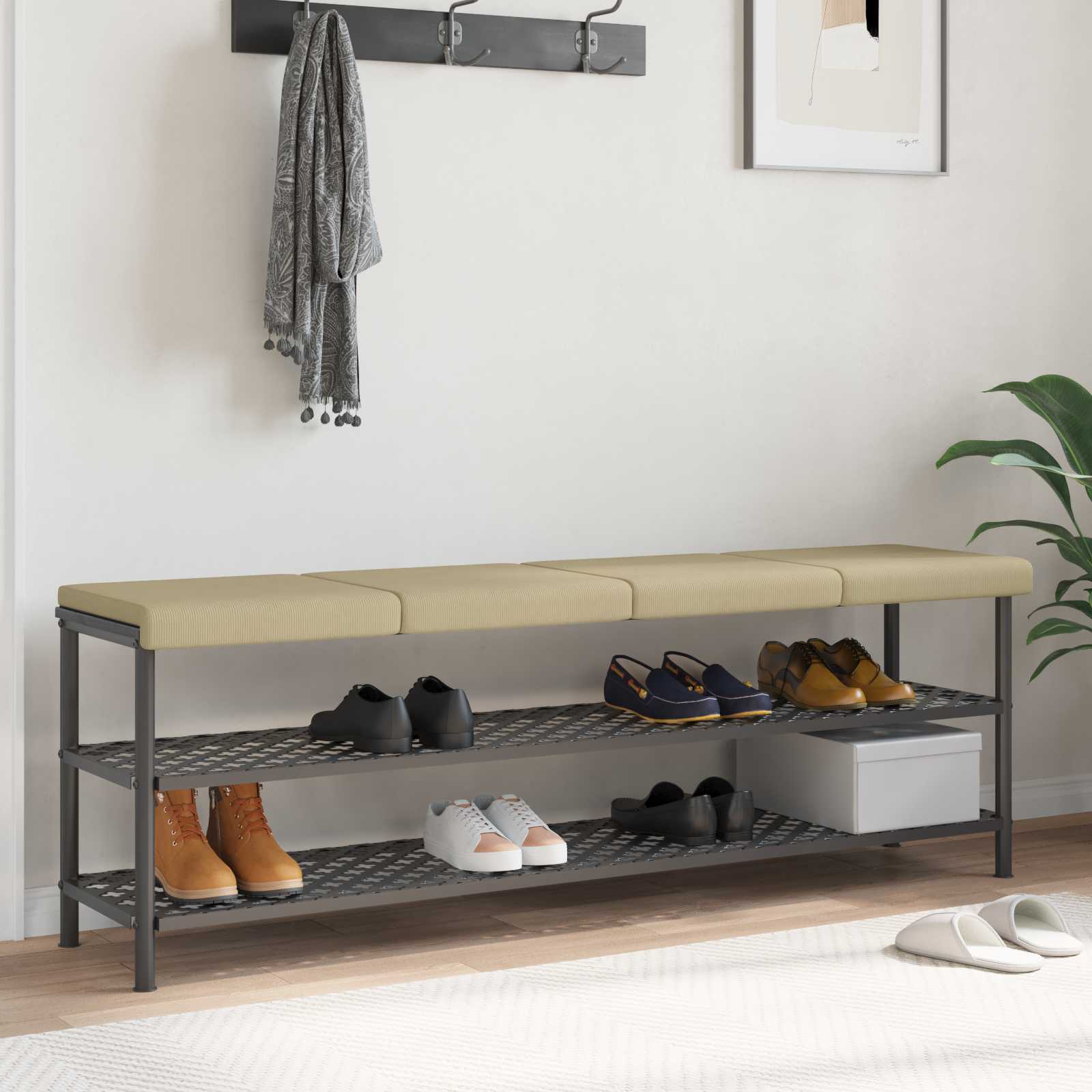 Bankkissen 4 stk. Cord Grau-Grün Tiefe 35 cm