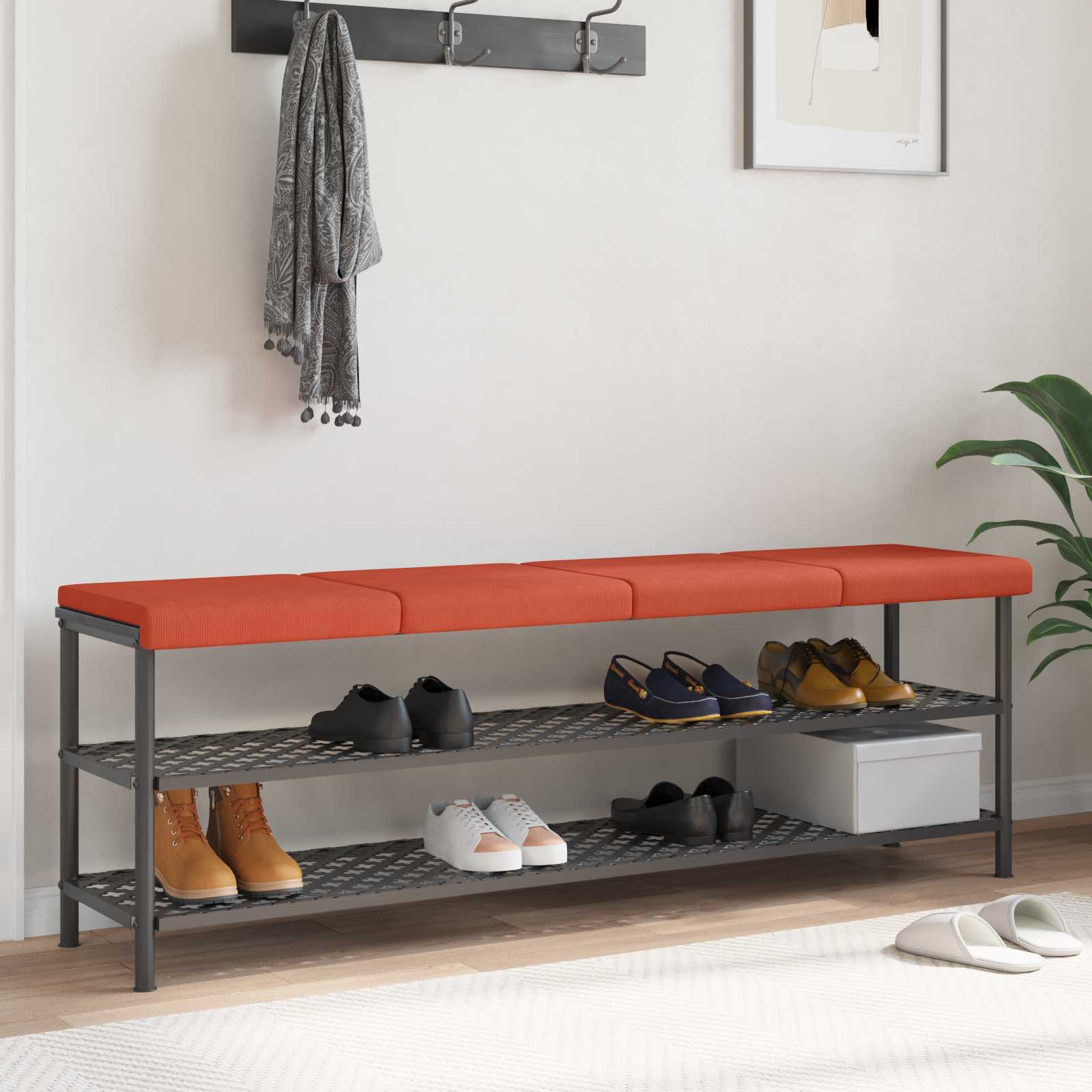 Bankkissen 4 stk. Cord Rot-Orange Tiefe 35 cm
