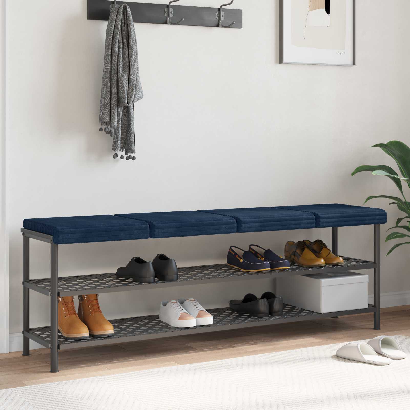 Bankkissen 4 stk. Plüschcord Marineblau Tiefe 35 cm