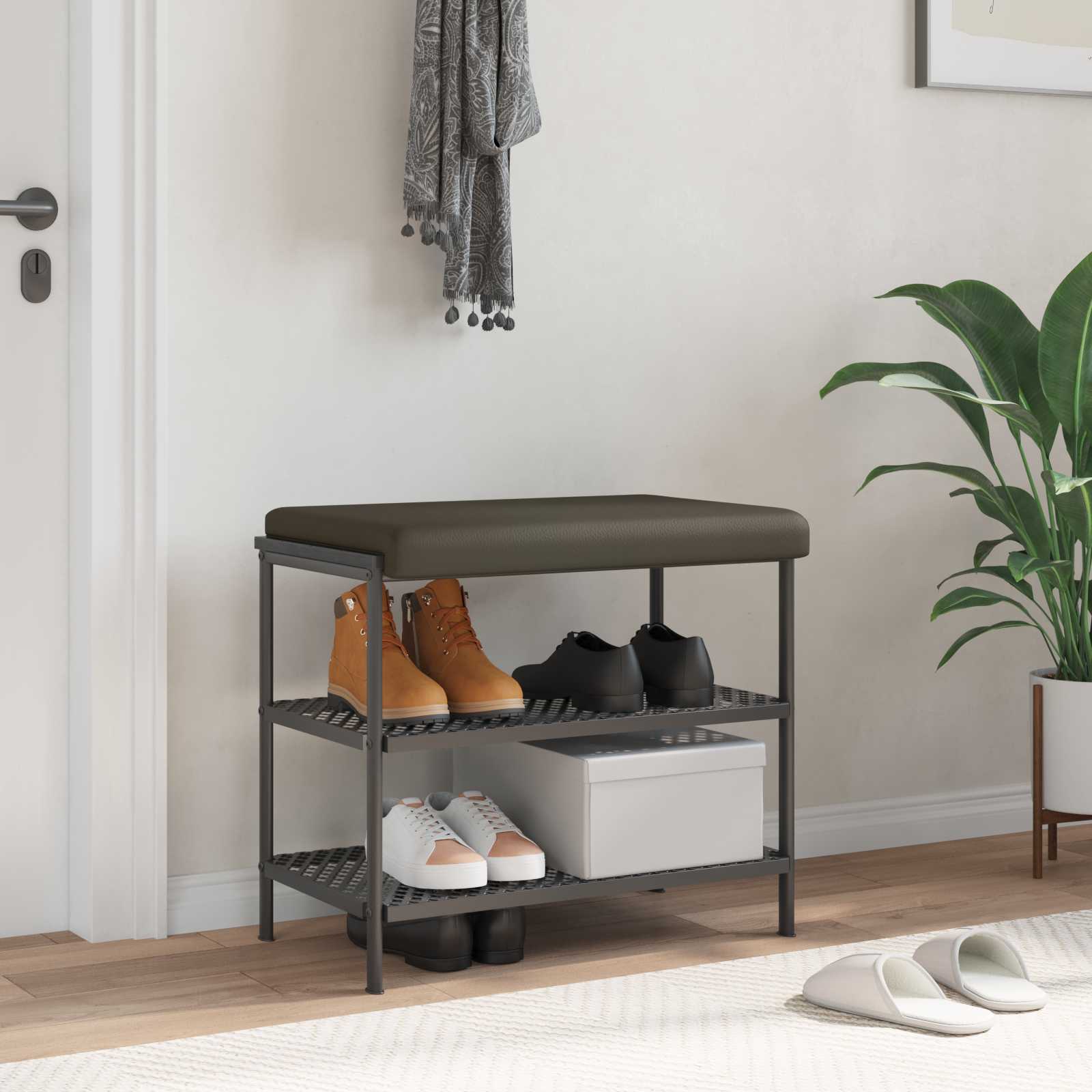 Bankkissen Kunstleder Grau Tiefe 35 cm