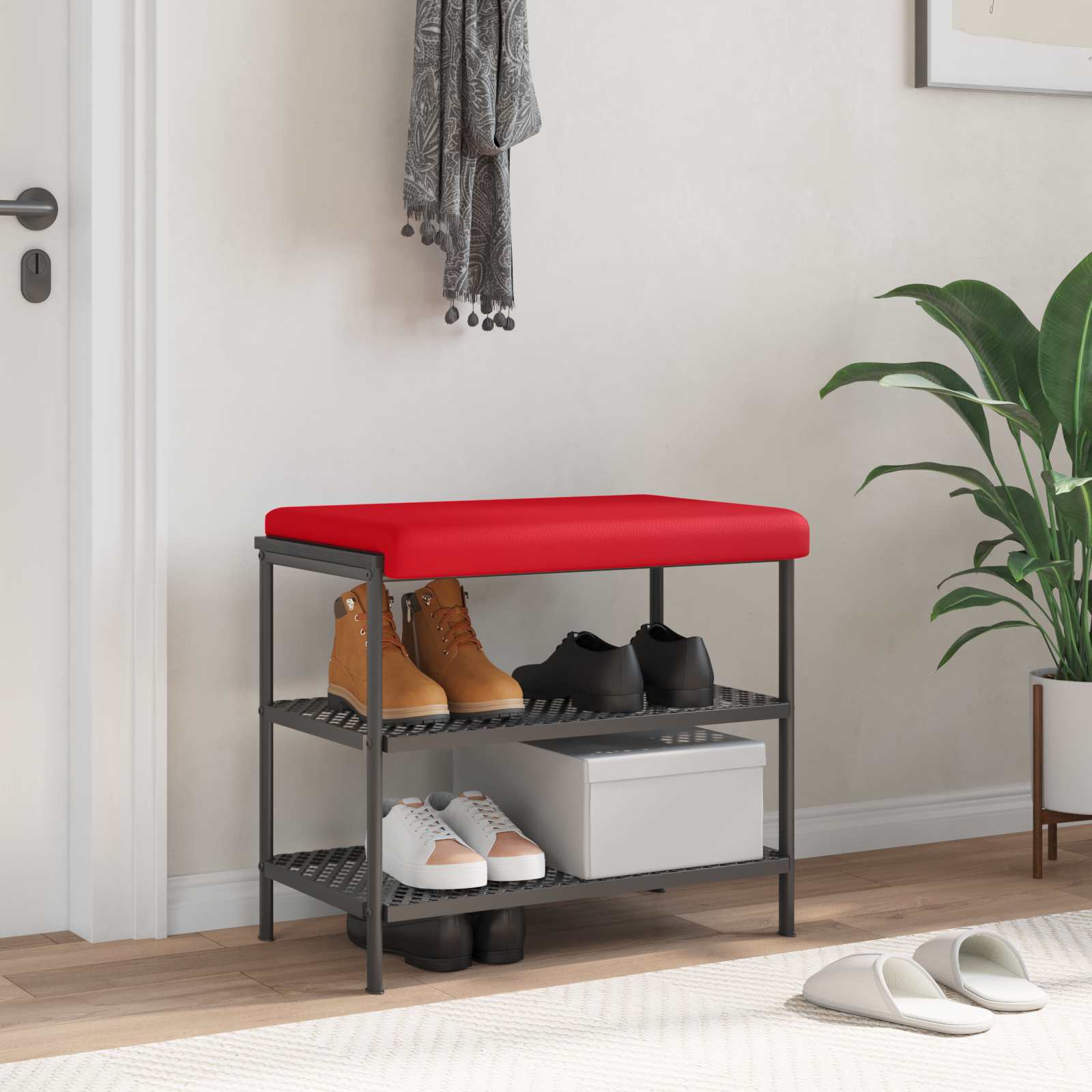 Bankkissen Kunstleder Rot Tiefe 35 cm