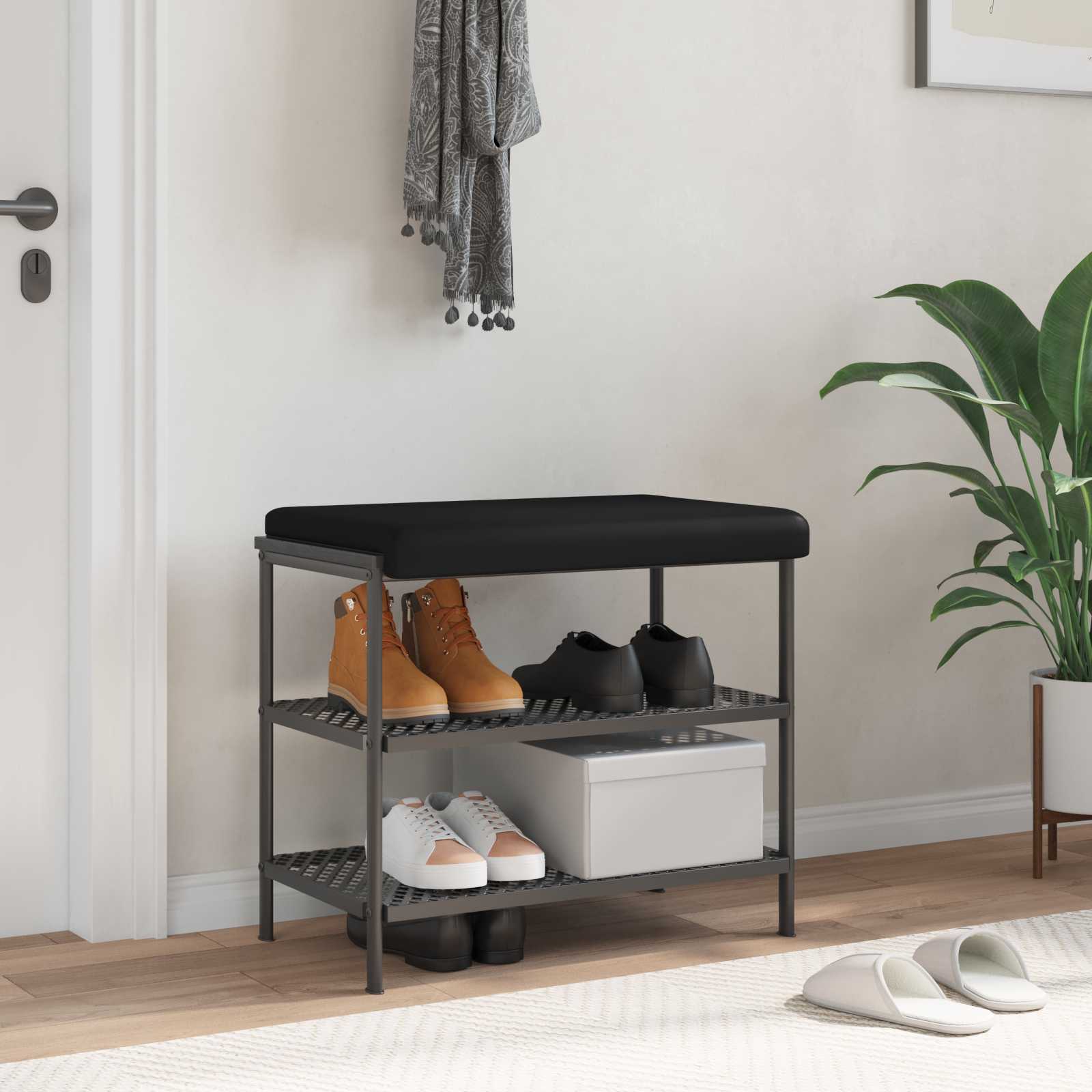 Bankkissen Kunstleder Schwarz Tiefe 35 cm
