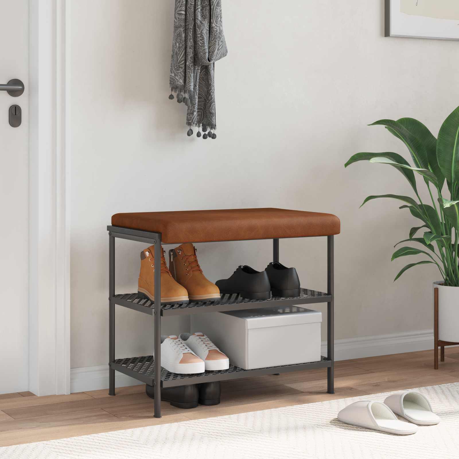 Bankkissen Kunstleder Braun Tiefe 35 cm