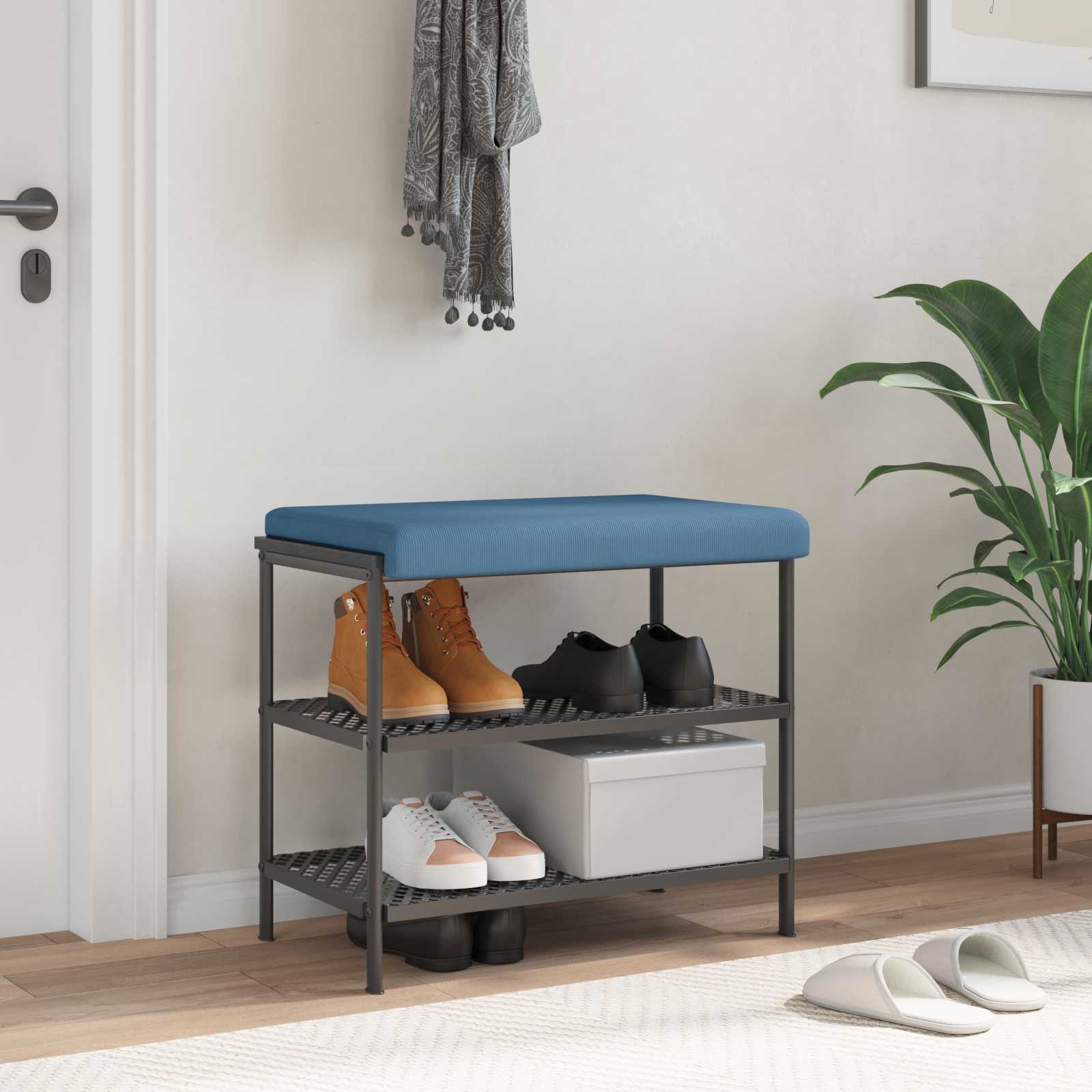 Bankkissen Cord Blau Tiefe 35 cm