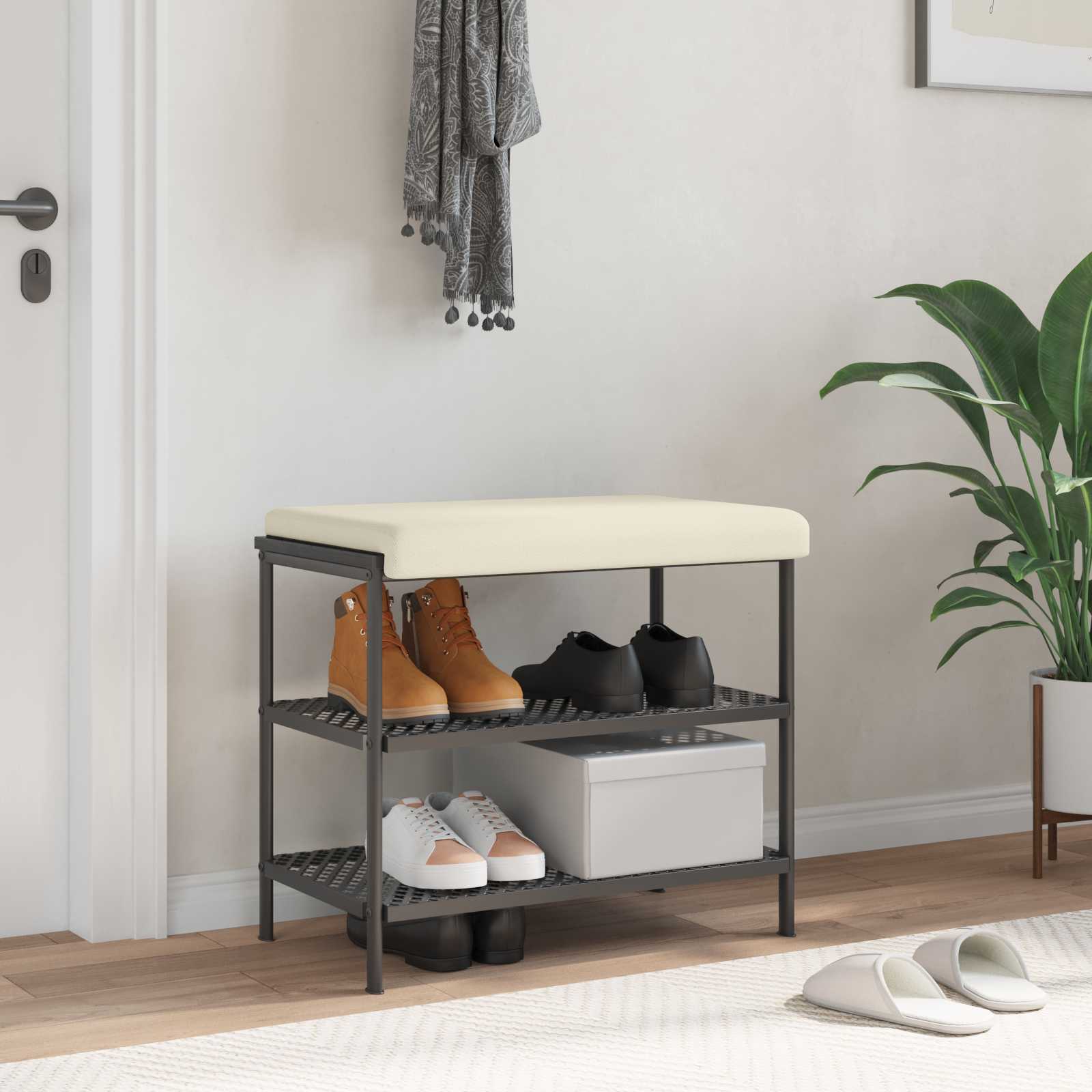 Bankkissen Strukturiertes Samt Creme Tiefe 35 cm