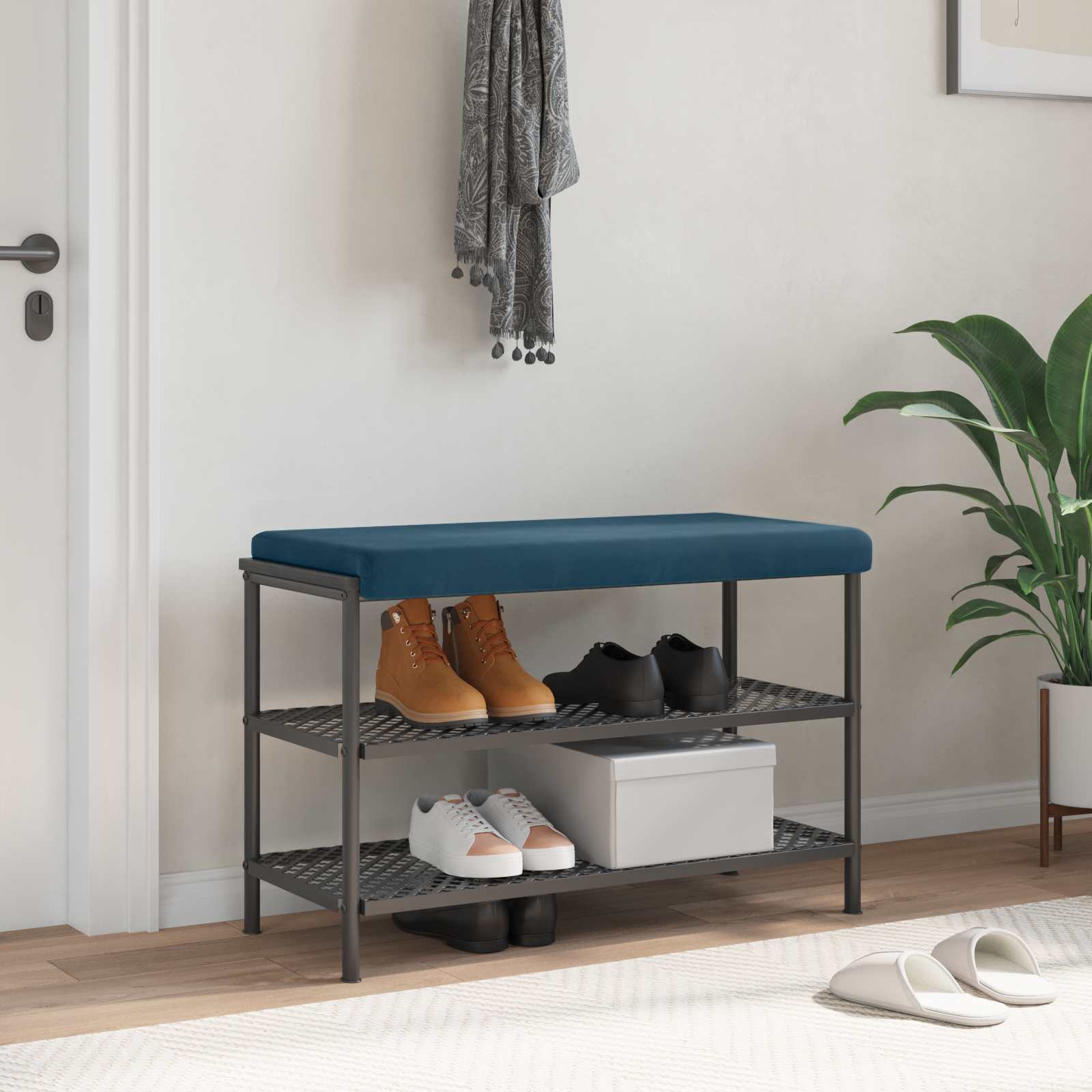 Bankkissen Samt Blau Tiefe 35 cm