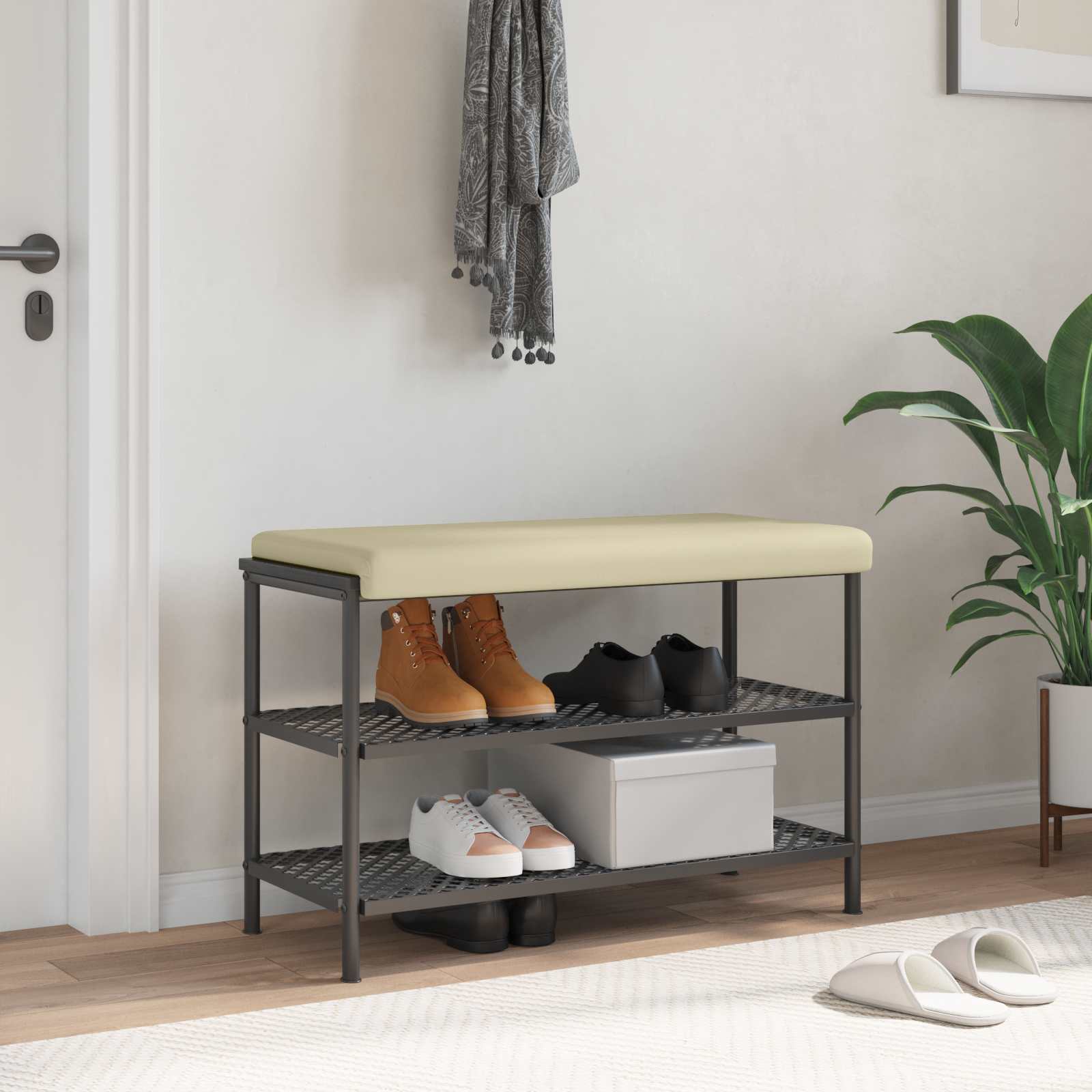 Bankkissen Kunstleder Creme Tiefe 35 cm