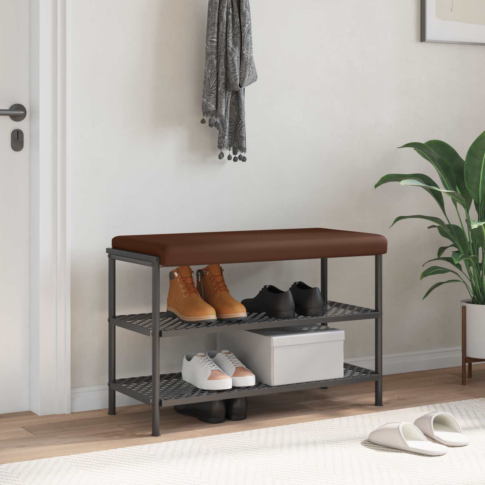 Bankkissen Kunstleder Braun Tiefe 35 cm