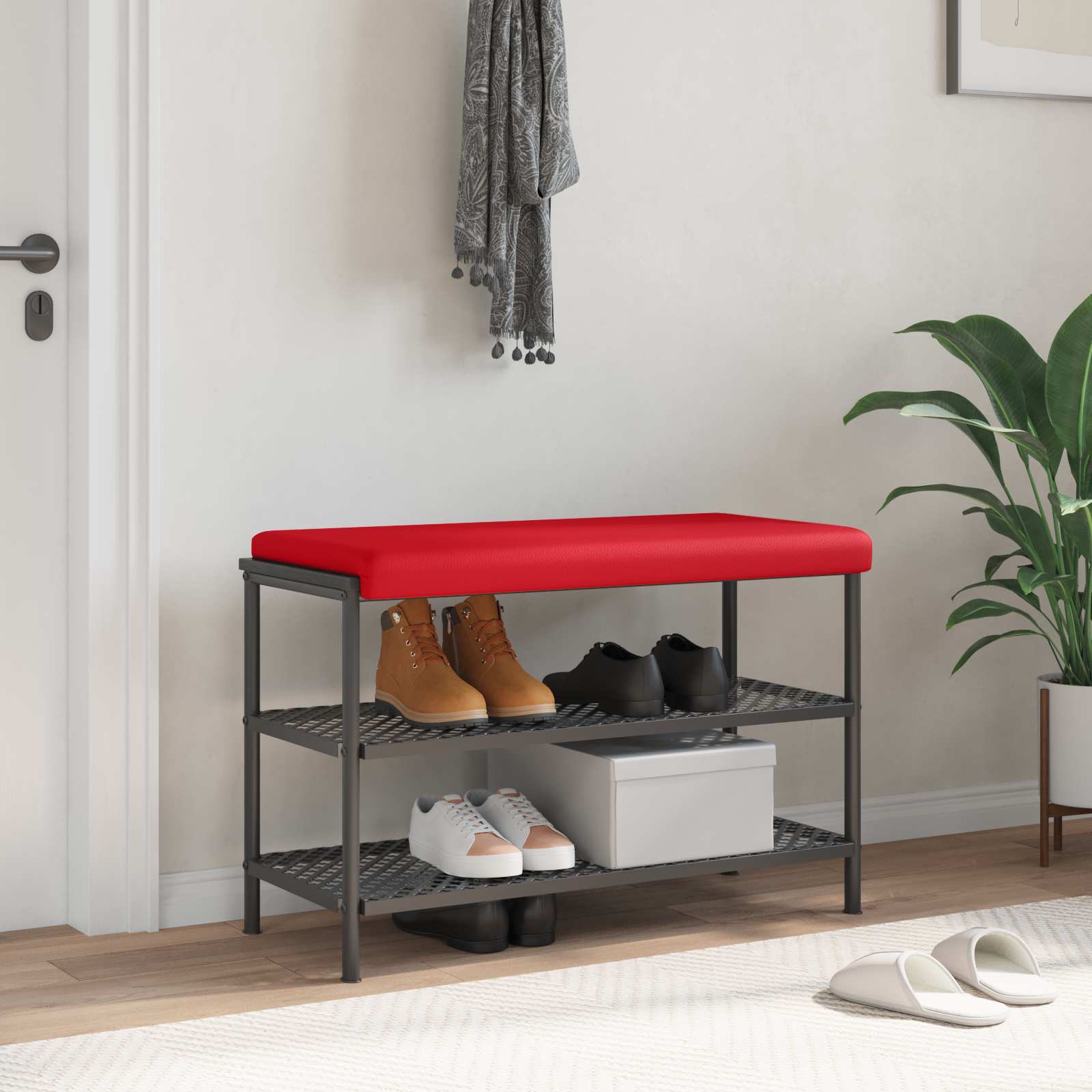 Bankkissen Kunstleder Rot Tiefe 35 cm