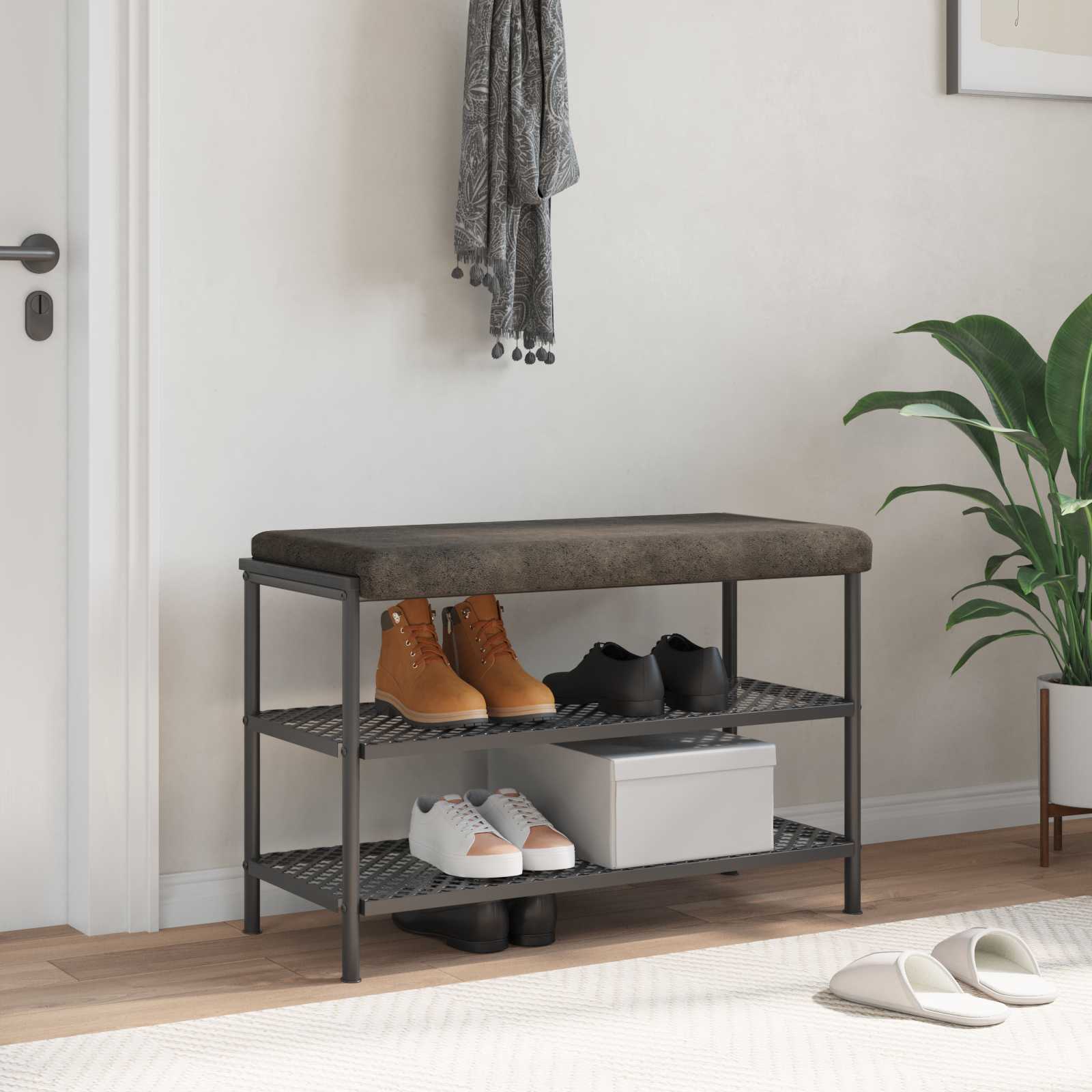 Bankkissen Kunstwildleder Dunkelgrau Tiefe 35 cm