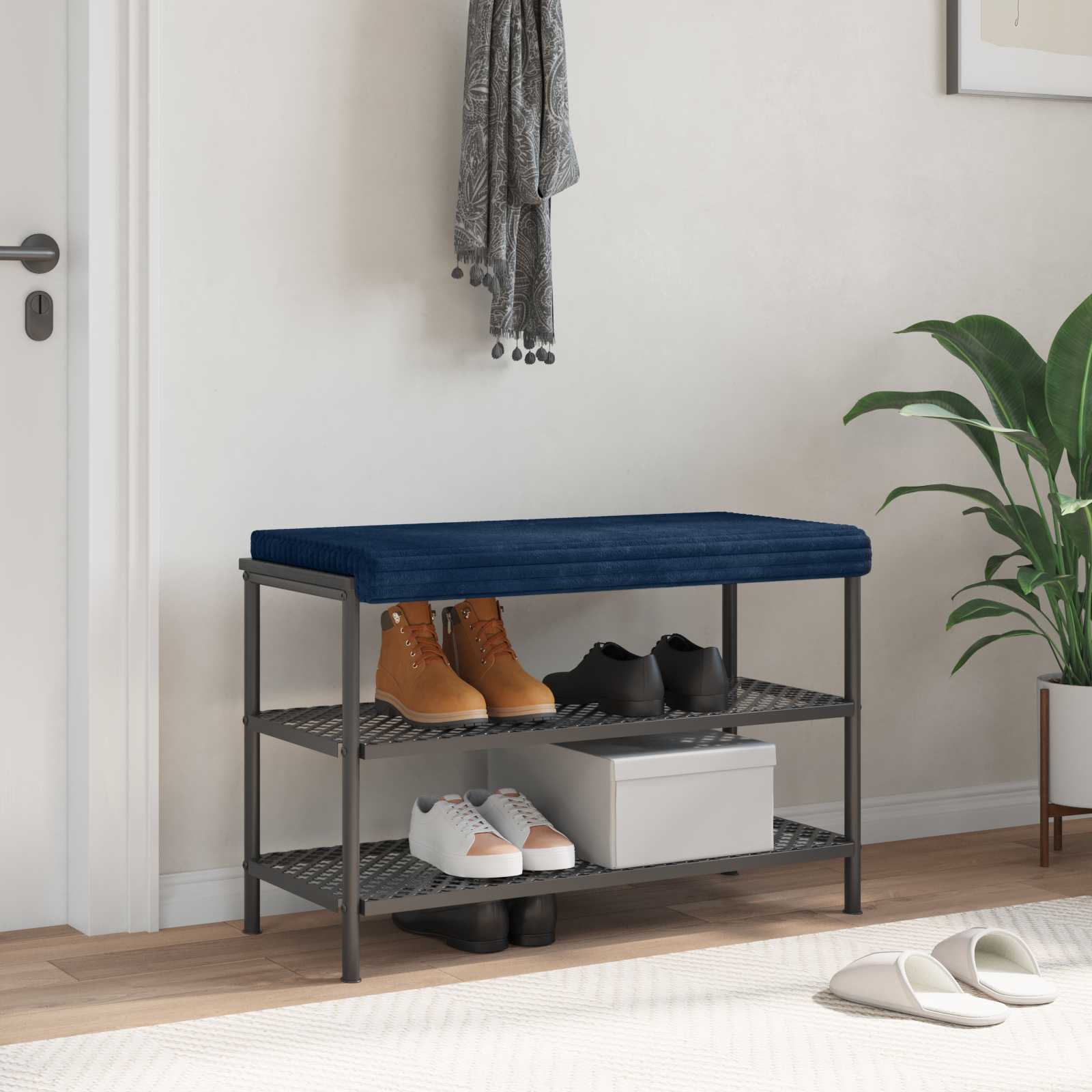 Bankkissen Plüschcord Marineblau Tiefe 35 cm