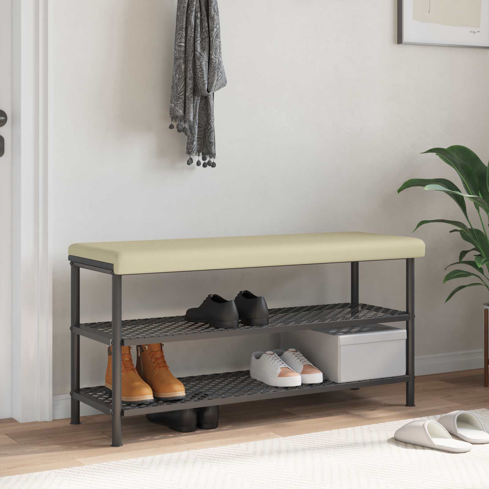 Bankkissen Kunstleder Creme Tiefe 35 cm