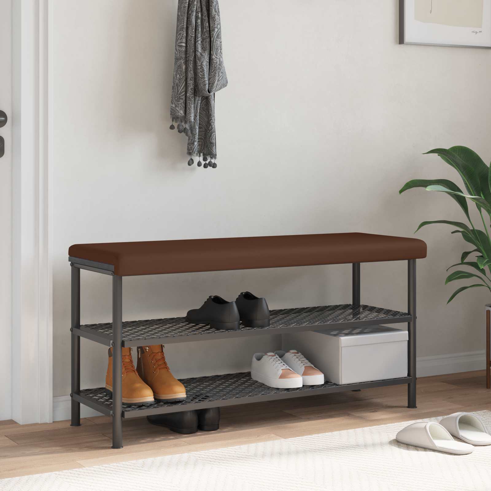 Bankkissen Kunstleder Braun Tiefe 35 cm