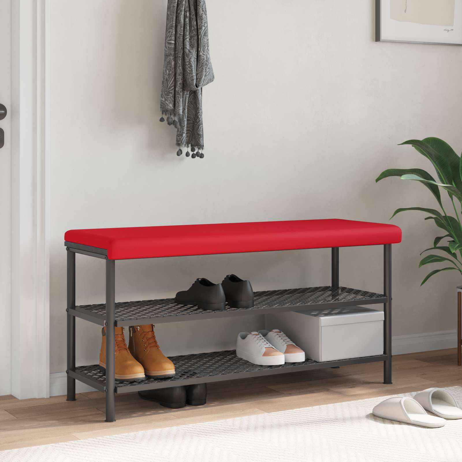 Bankkissen Kunstleder Rot Tiefe 35 cm