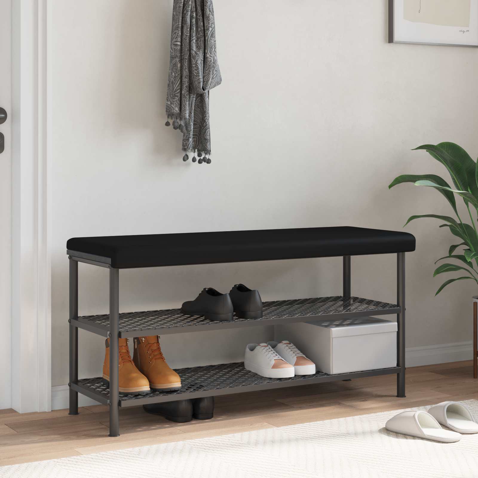 Bankkissen Kunstleder Schwarz Tiefe 35 cm