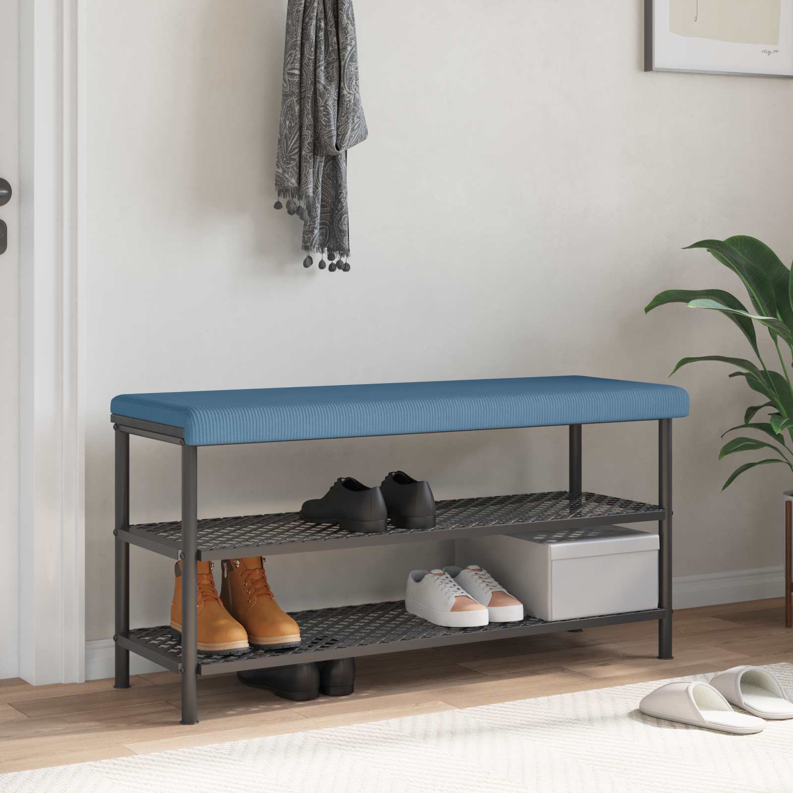 Bankkissen Cord Blau Tiefe 35 cm