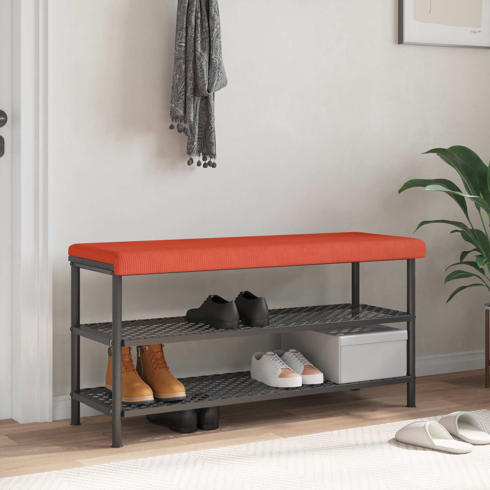 Bankkissen Cord Rot-Orange Tiefe 35 cm