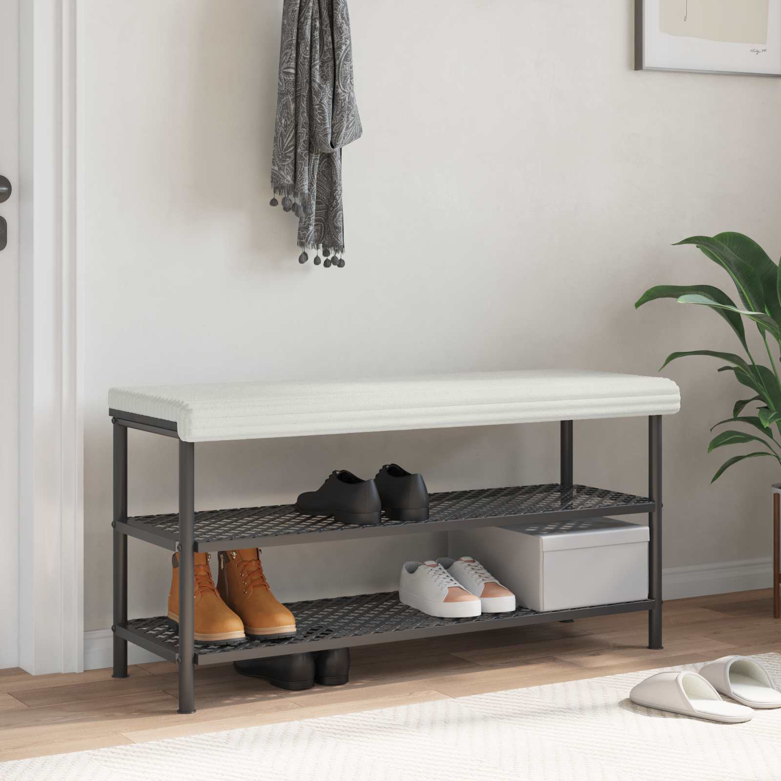 Bankkissen Plüschcord Creme Tiefe 35 cm
