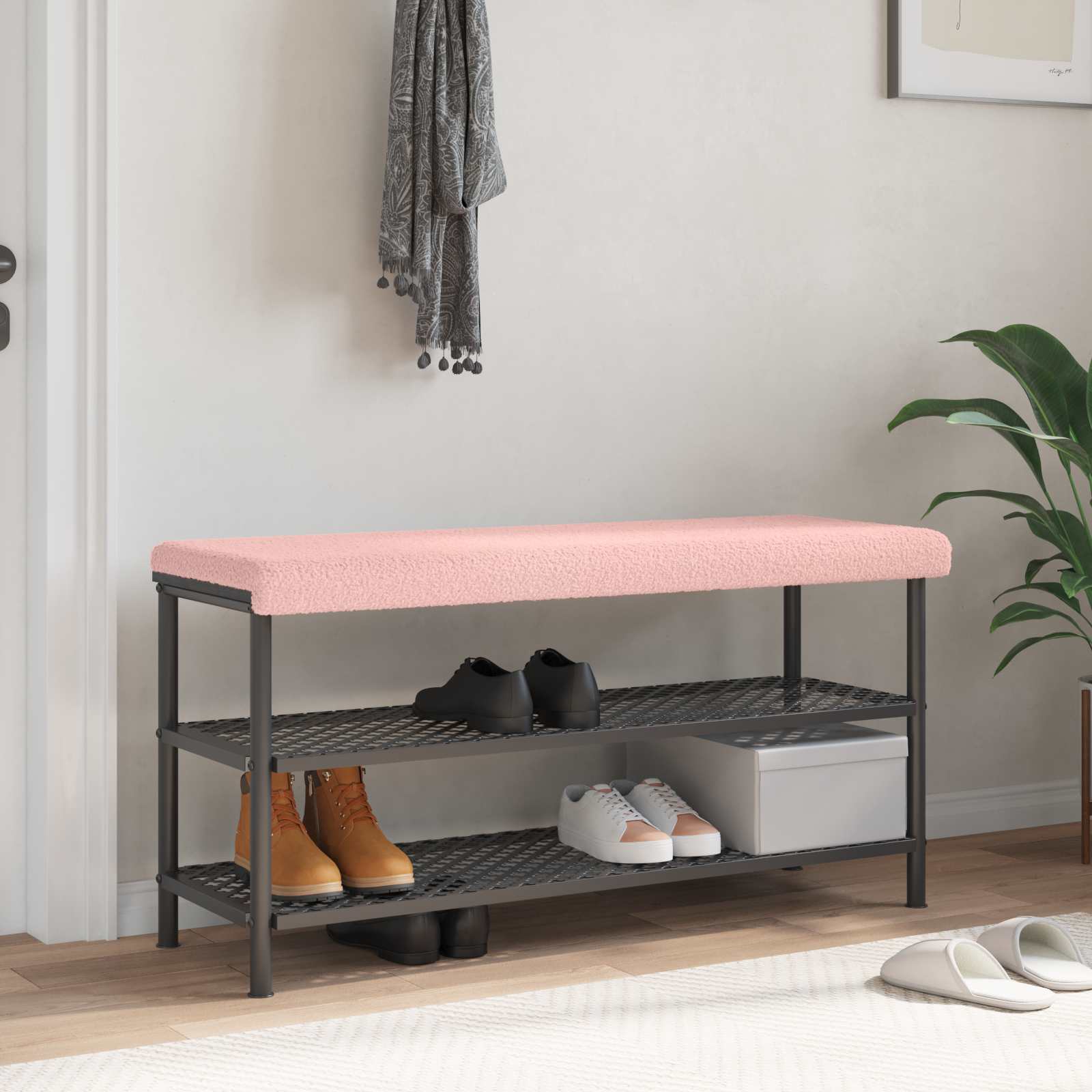 Bankkissen Sherpa-Stoff Rosa Tiefe 35 cm
