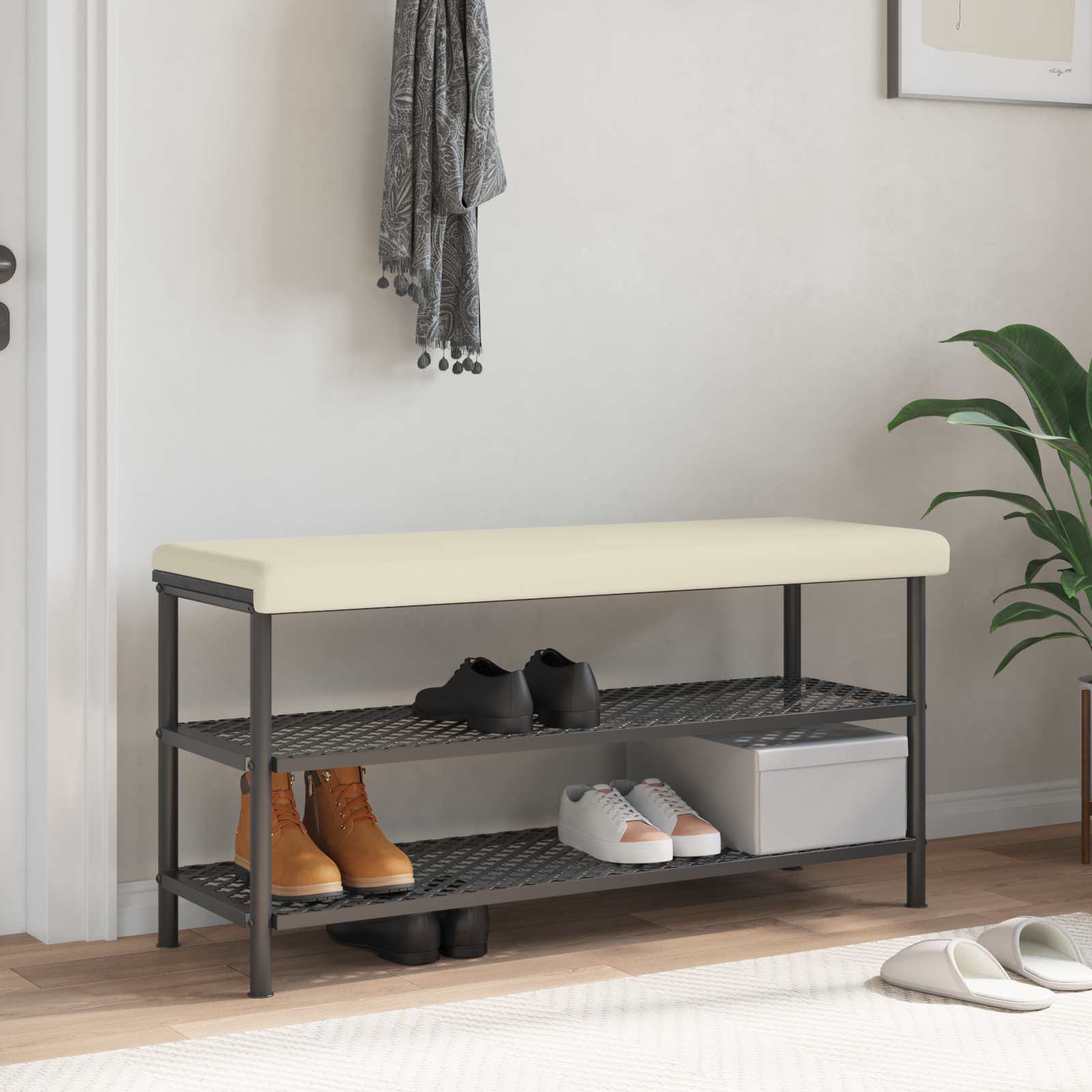 Bankkissen Strukturiertes Samt Creme Tiefe 35 cm