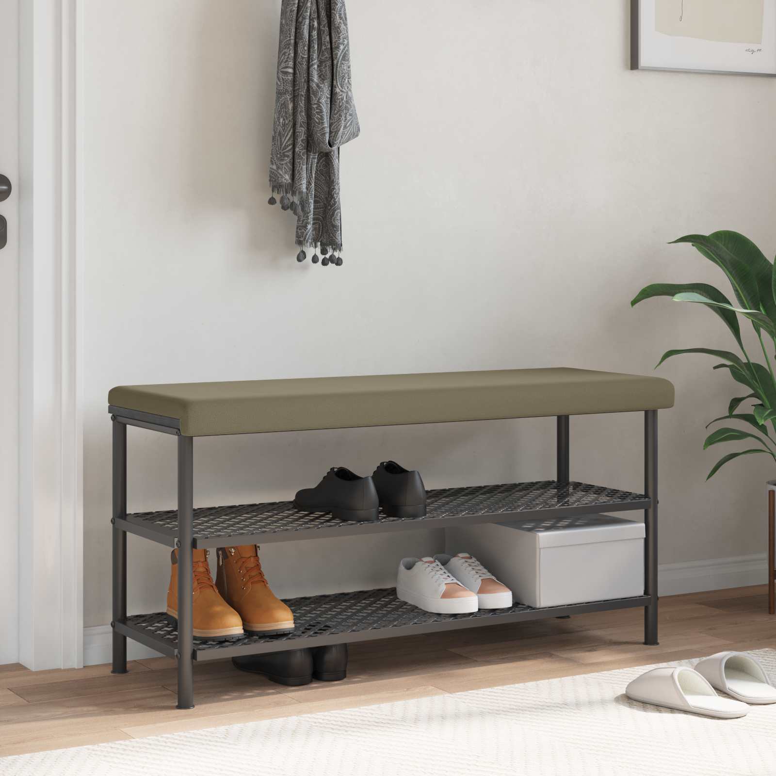 Bankkissen Strukturiertes Samt Khaki Tiefe 35 cm
