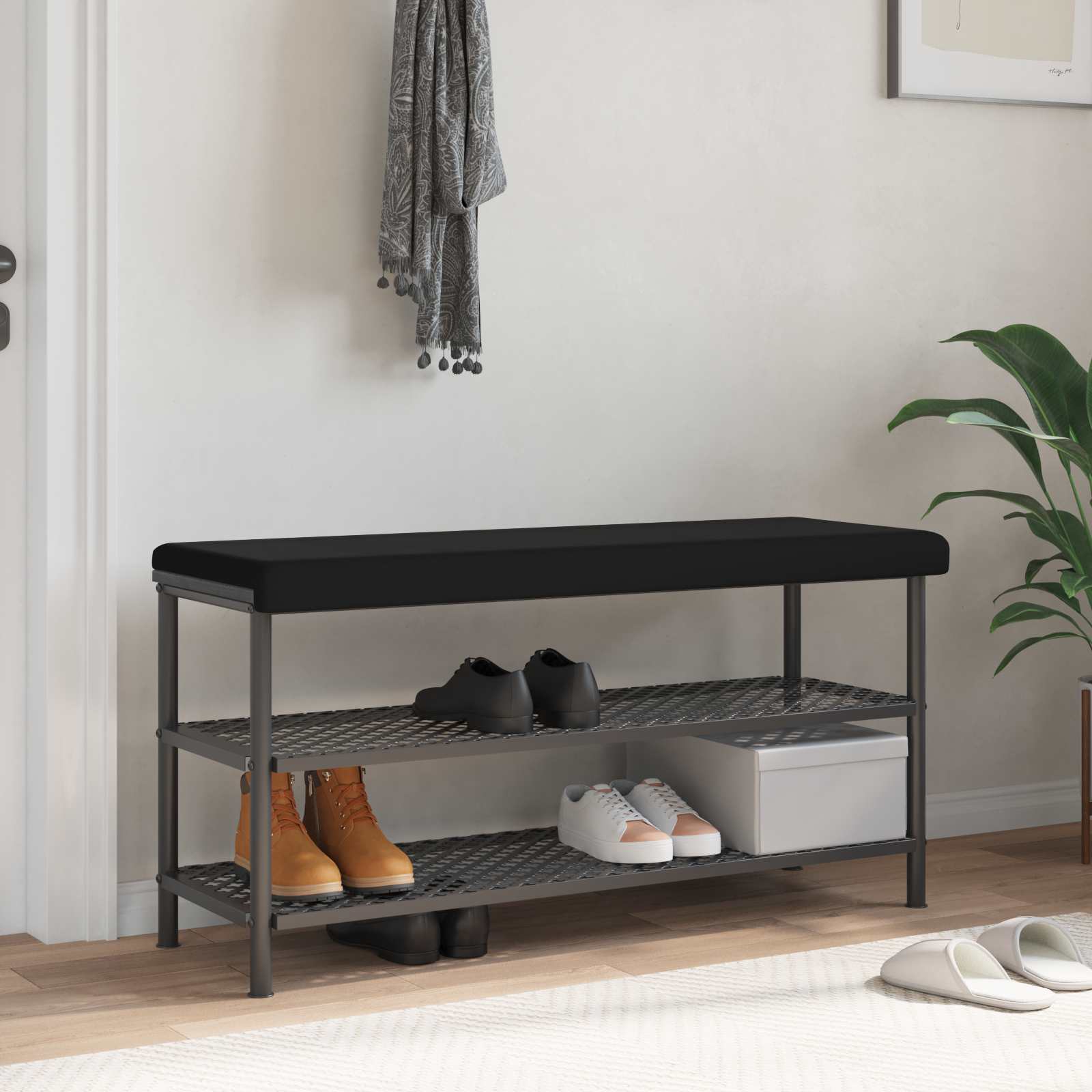 Bankkissen Strukturiertes Samt Schwarz Tiefe 35 cm