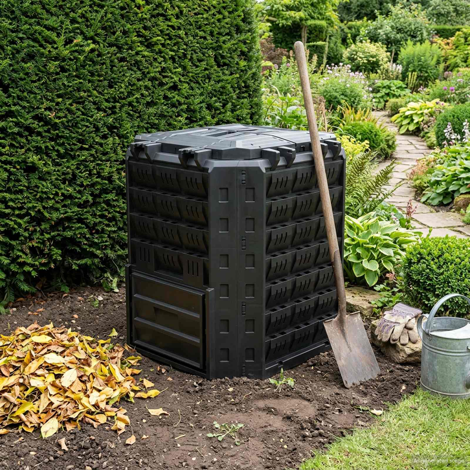 Gartenkomposter Schwarz 71 x 71 x 81,5 cm 100% PP