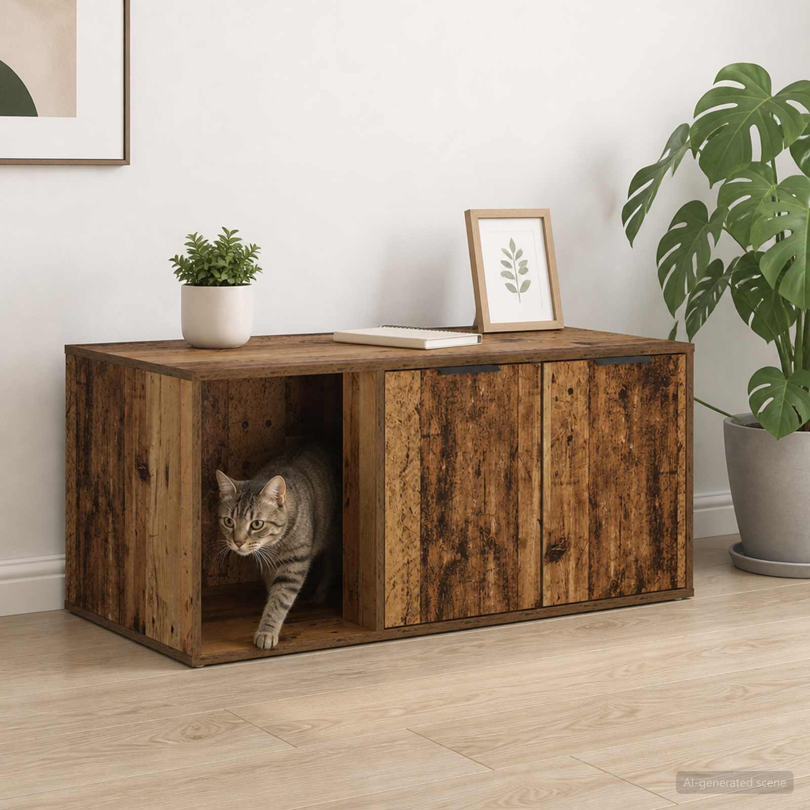 Katzenkiste Möbel Altholz 100 x 49 x 45 cm Holzwerkstoff