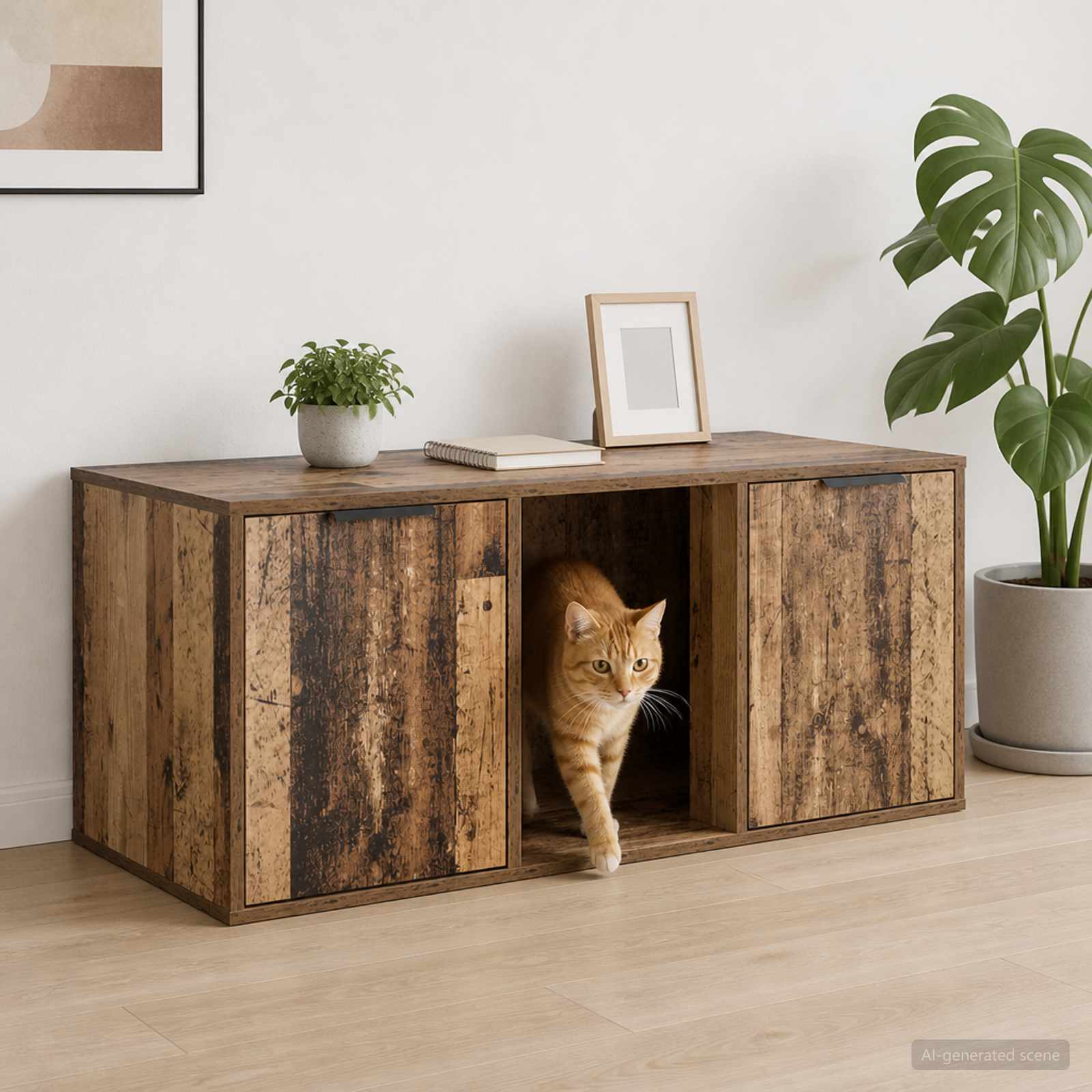 Katzenkiste Möbel Altholz 100 x 49 x 45 cm Holzwerkstoff