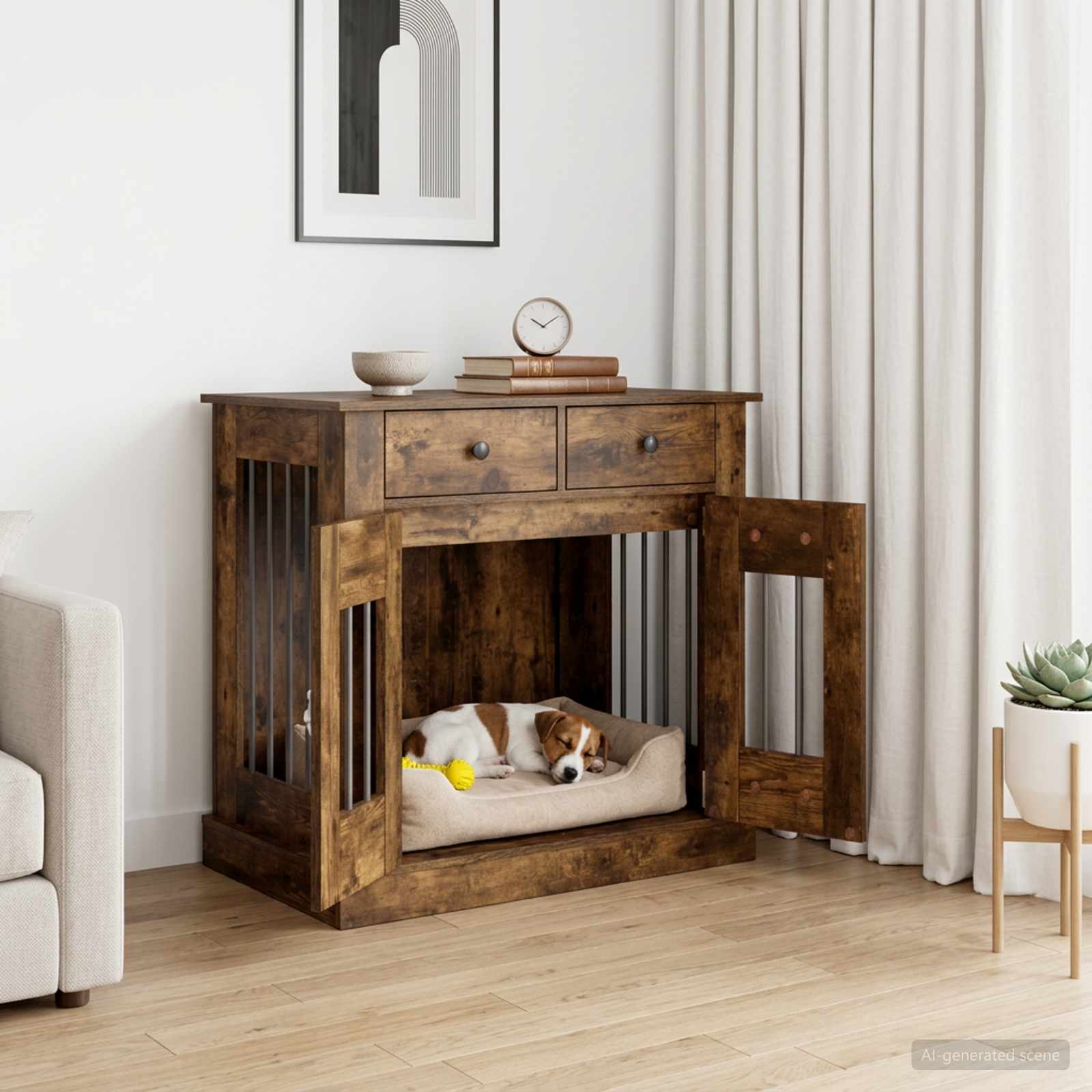Hundekäfigmöbel Räuchereiche 80 x 47,5 x 80 cm Holzwerkstoff