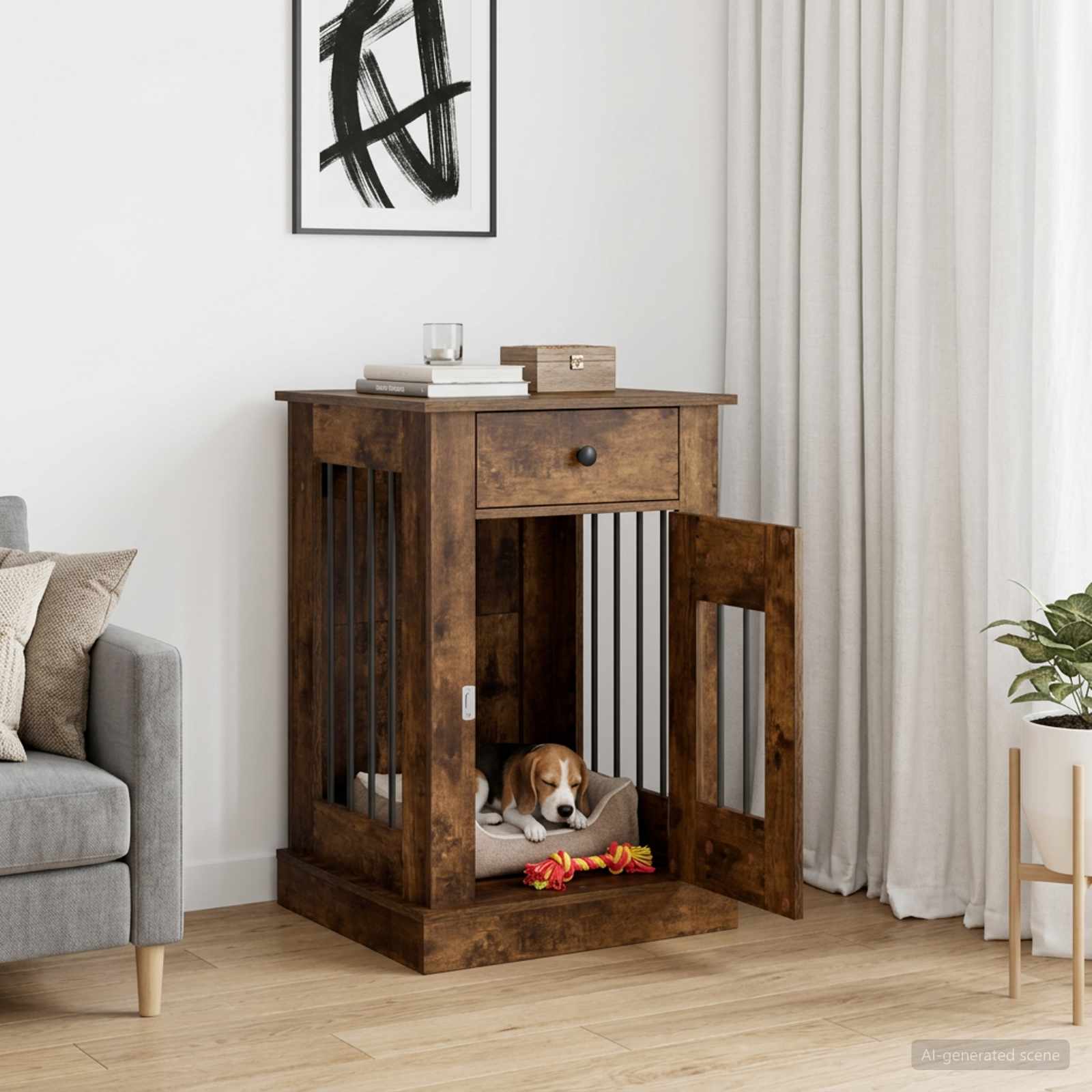 Hundekäfigmöbel Räuchereiche 50 x 47,5 x 80 cm Holzwerkstoff