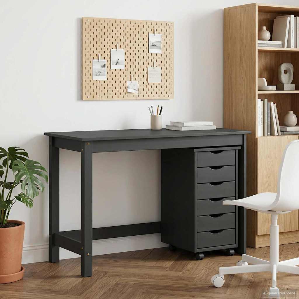 Desk und Rolling Cabinet Set MOSS 2 stk. Grau