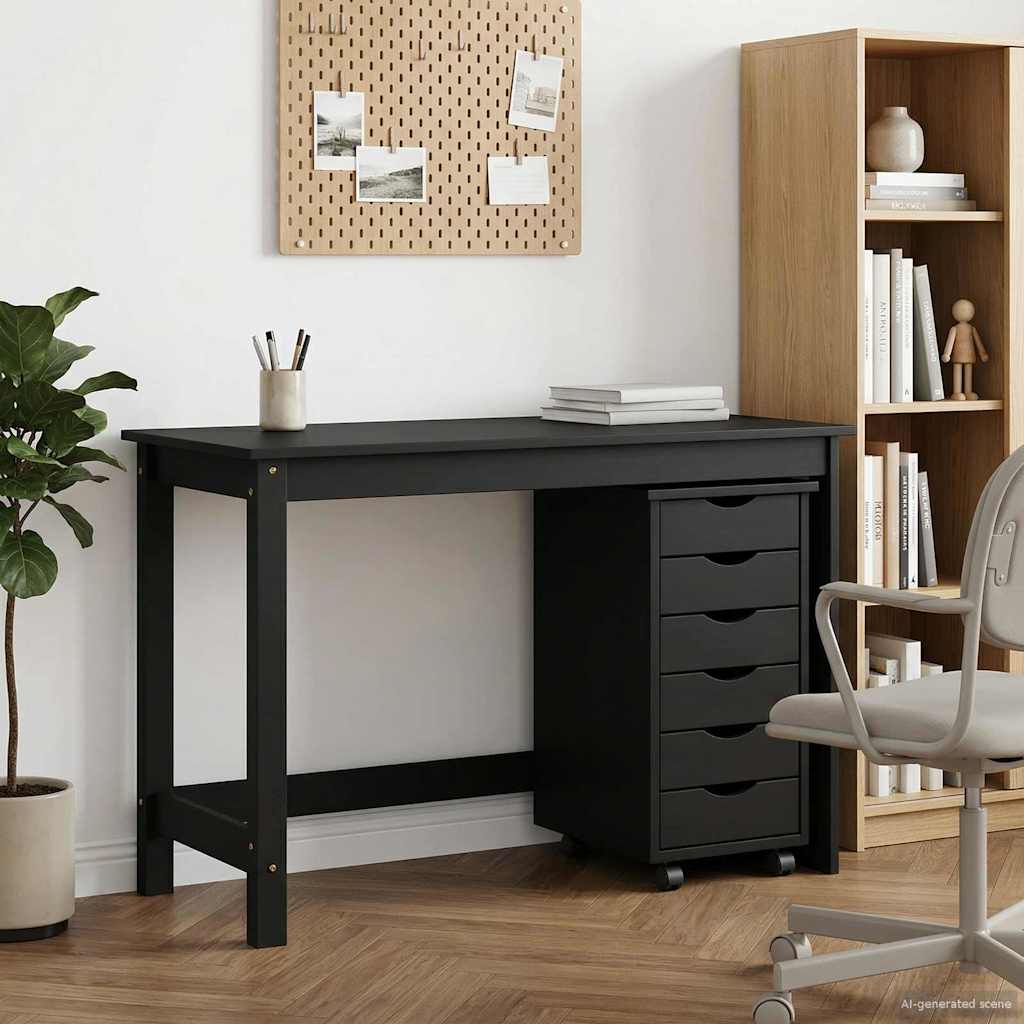 Desk und Rolling Cabinet Set MOSS 2 stk. Schwarz