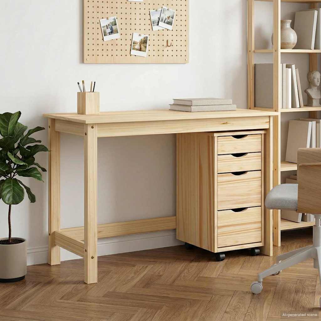 Desk und Rolling Cabinet Set MOSS 2 stk. Braun